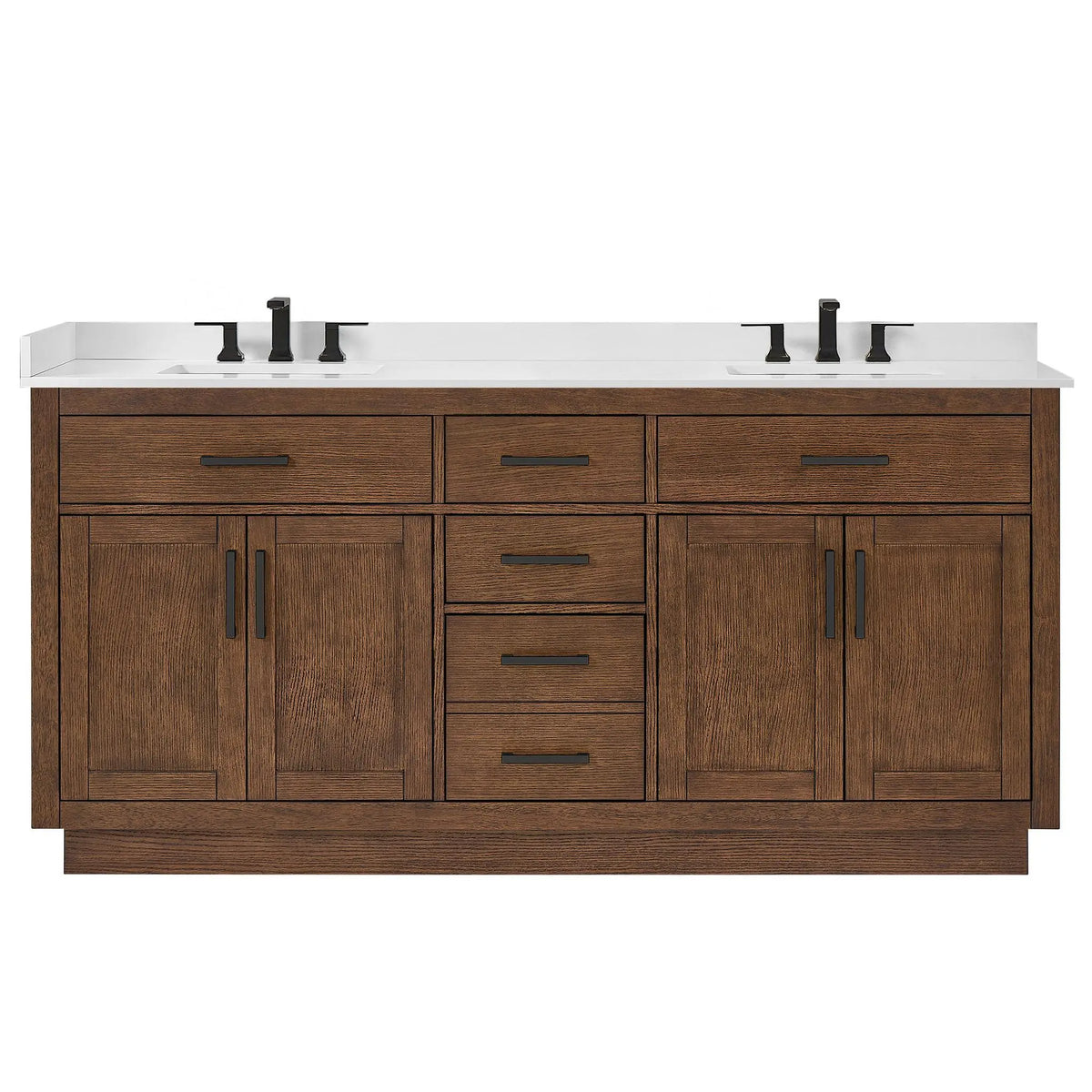 72" Beckett Double Bathroom Vanity with Toe Kick Dark Oak Matte Black Trim by wyndham View 36