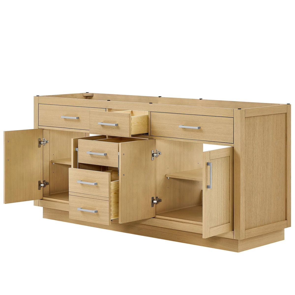 72" Beckett Double Bathroom Vanity with Toe Kick Rift Oak Brushed Nickel Trim by wyndham View 42