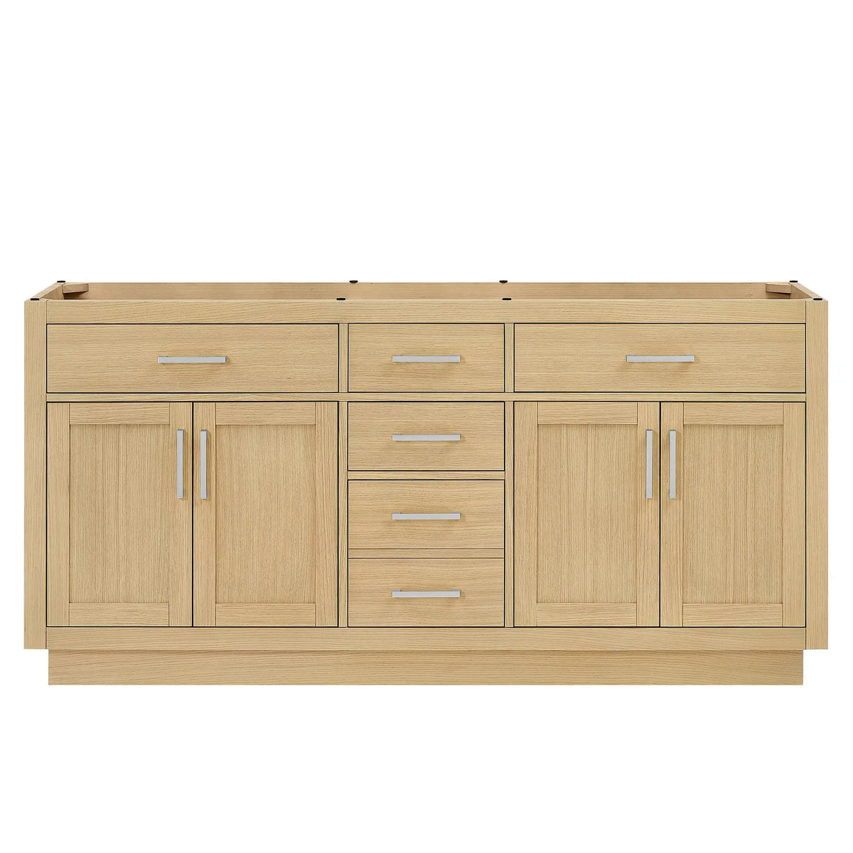 72" Beckett Double Bathroom Vanity with Toe Kick Rift Oak Brushed Nickel Trim by wyndham View 41