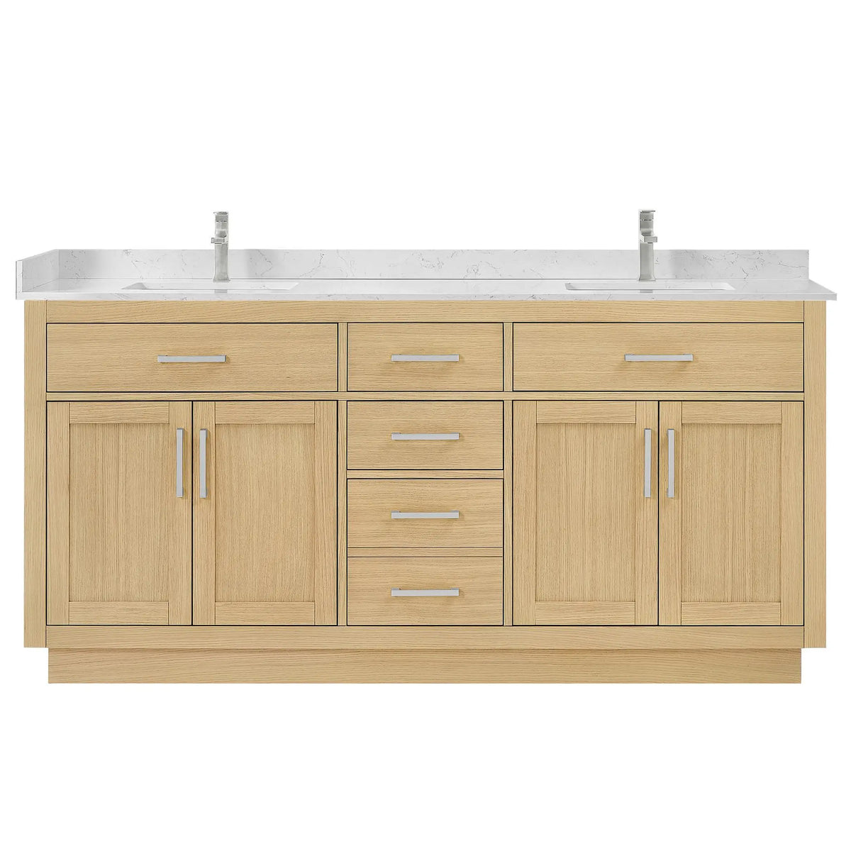 72" Beckett Double Bathroom Vanity with Toe Kick Rift Oak Brushed Nickel Trim by wyndham View 1