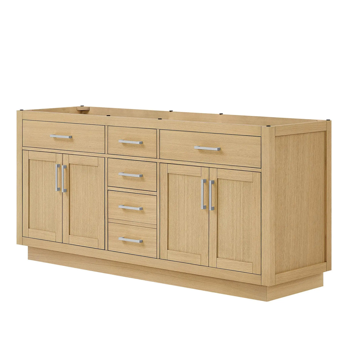 72" Beckett Double Bathroom Vanity with Toe Kick Rift Oak Brushed Nickel Trim by wyndham View 44