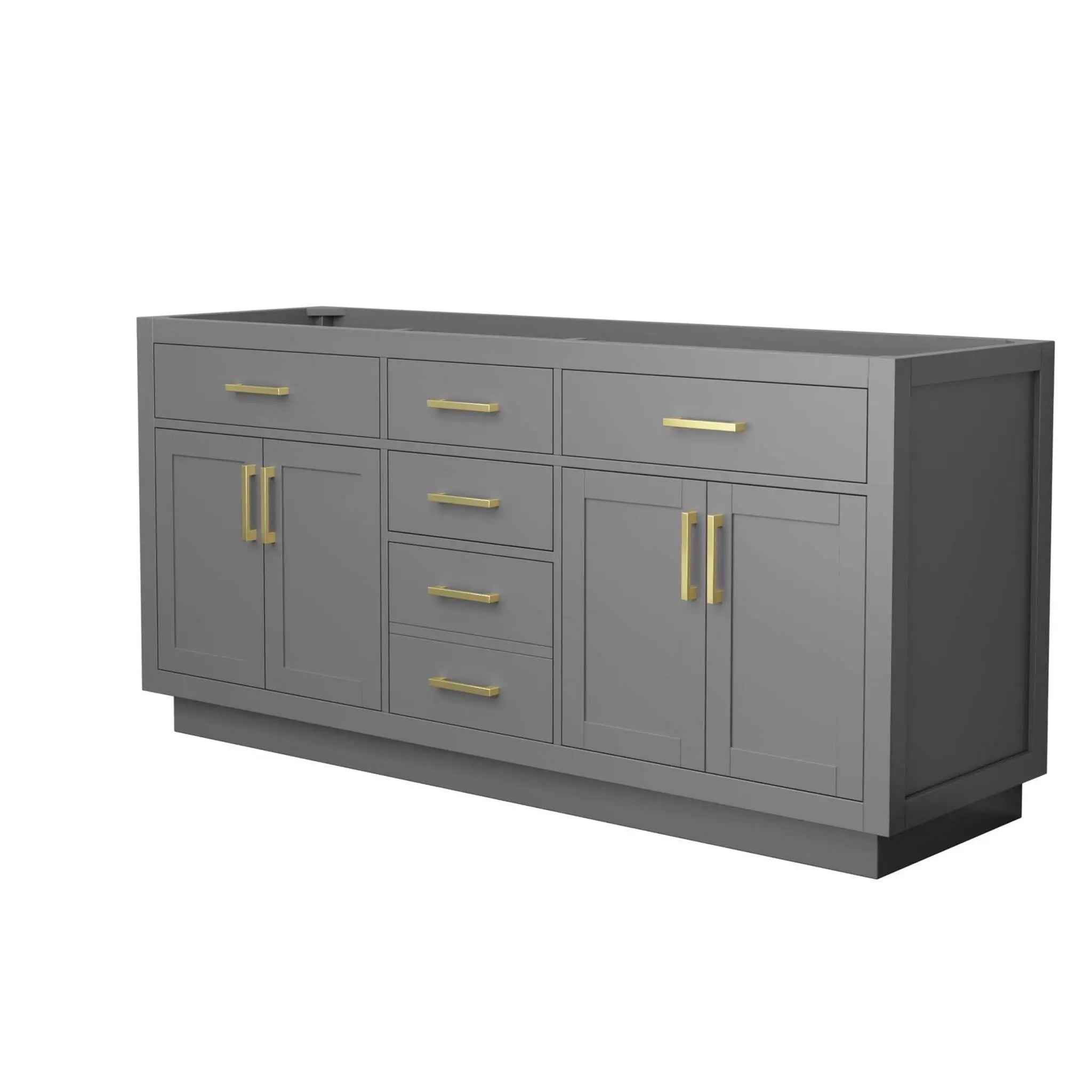72" Beckett TK Beckett Double Bathroom Vanity with Toe Kick in Dark Gray with Brushed Gold Trim by Wyndham