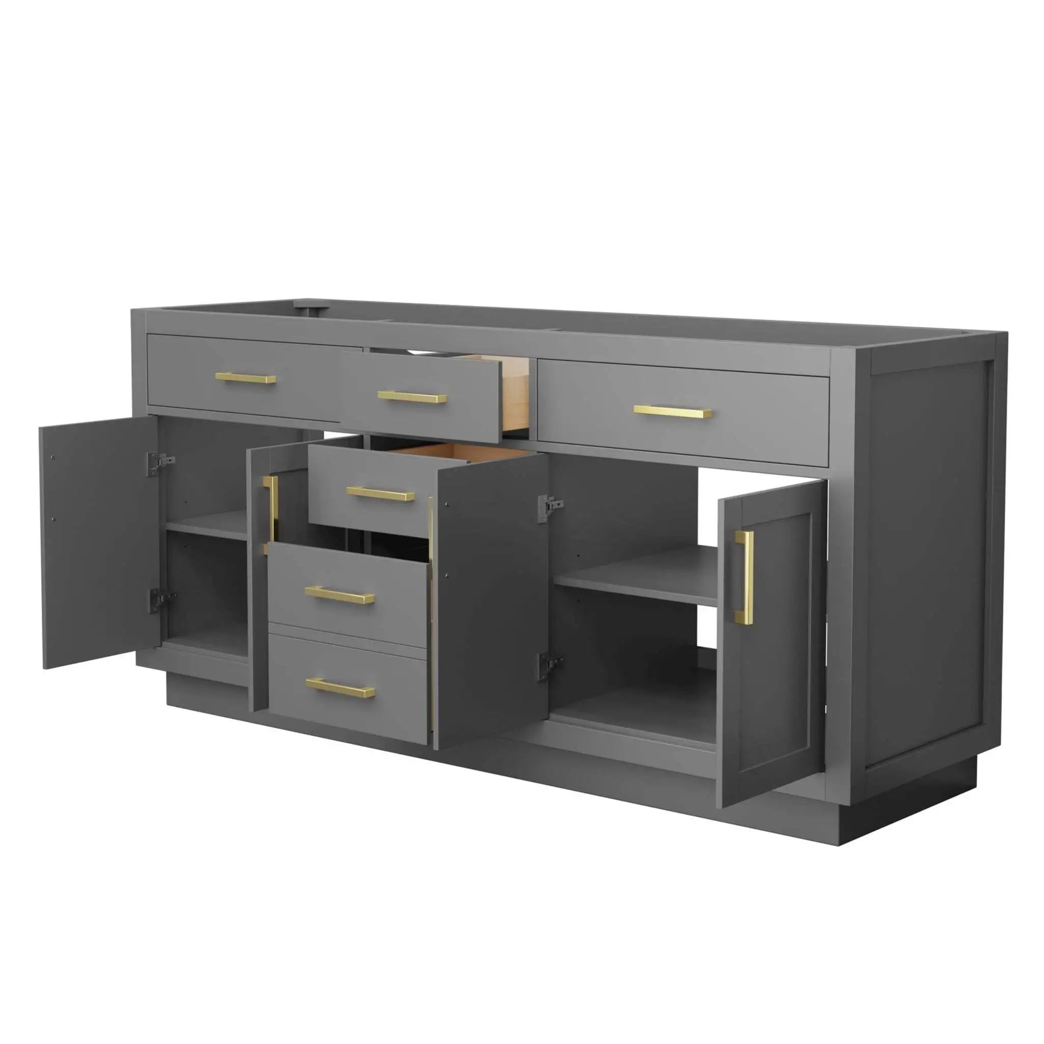 72" Beckett TK Beckett Double Bathroom Vanity with Toe Kick in Dark Gray with Brushed Gold Trim by Wyndham