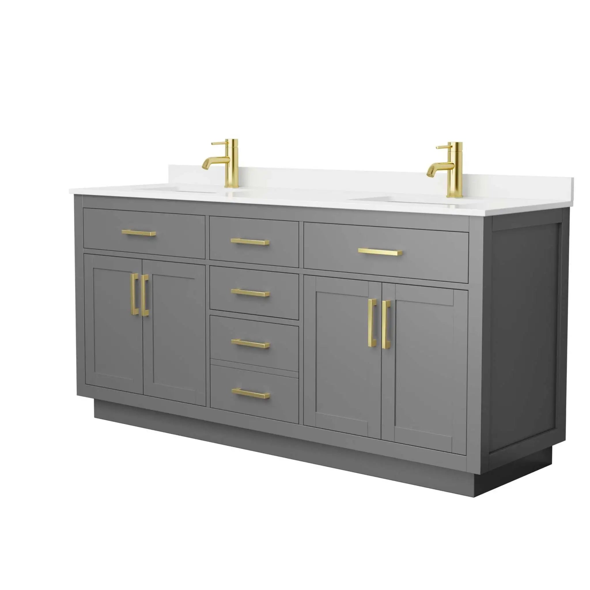 72" Beckett TK Beckett Double Bathroom Vanity with Toe Kick in Dark Gray with Brushed Gold Trim by Wyndham