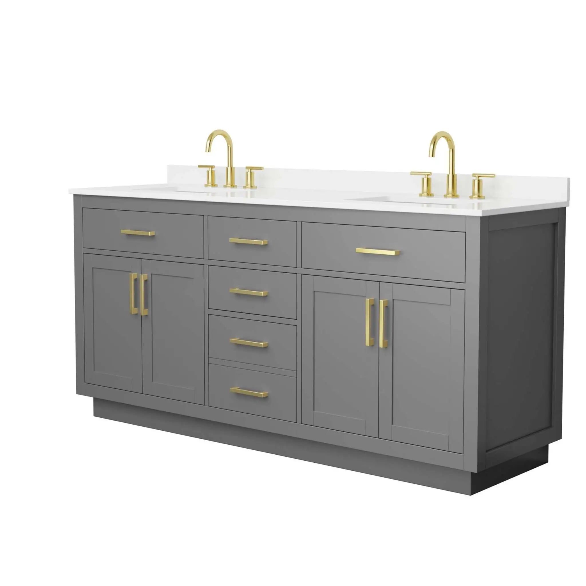 72" Beckett TK Beckett Double Bathroom Vanity with Toe Kick in Dark Gray with Brushed Gold Trim by Wyndham