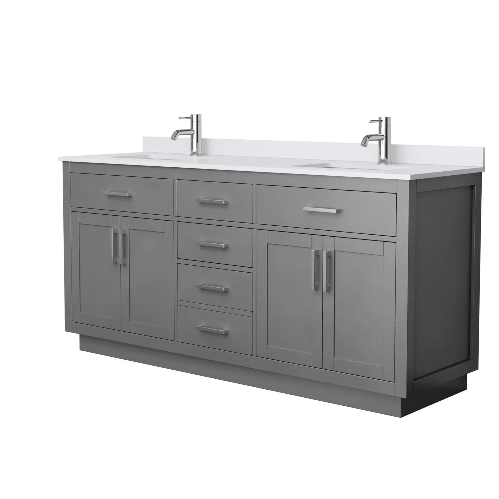 72" Beckett TK Beckett Double Bathroom Vanity with Toe Kick in Dark Gray with Brushed Nickel Trim by Wyndham