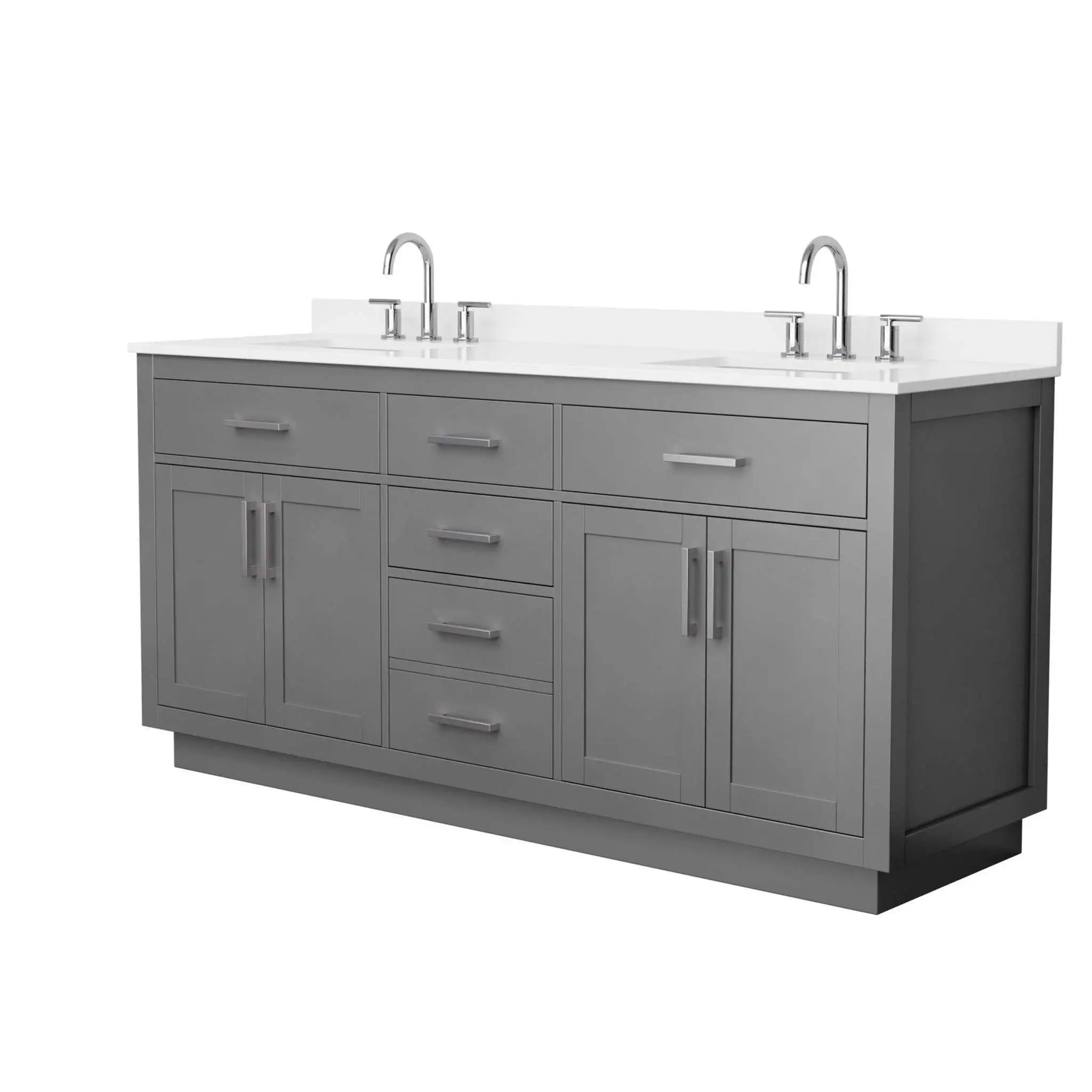 72" Beckett TK Beckett Double Bathroom Vanity with Toe Kick in Dark Gray with Brushed Nickel Trim by Wyndham