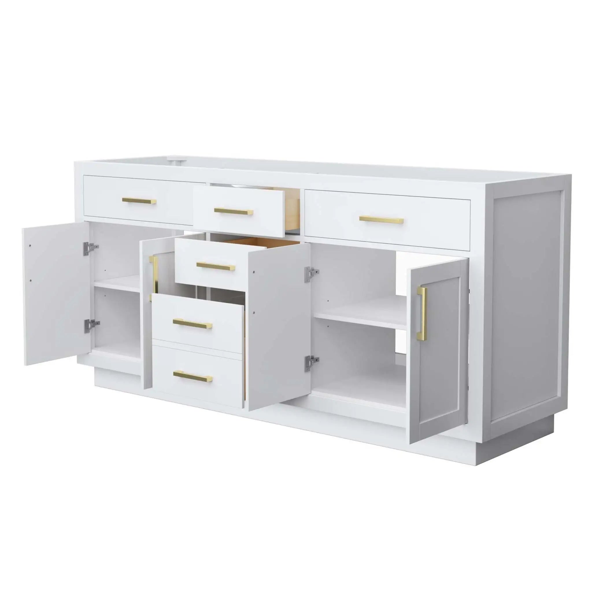 72" Beckett TK Beckett Double Bathroom Vanity with Toe Kick in White with Brushed Gold Trim by Wyndham