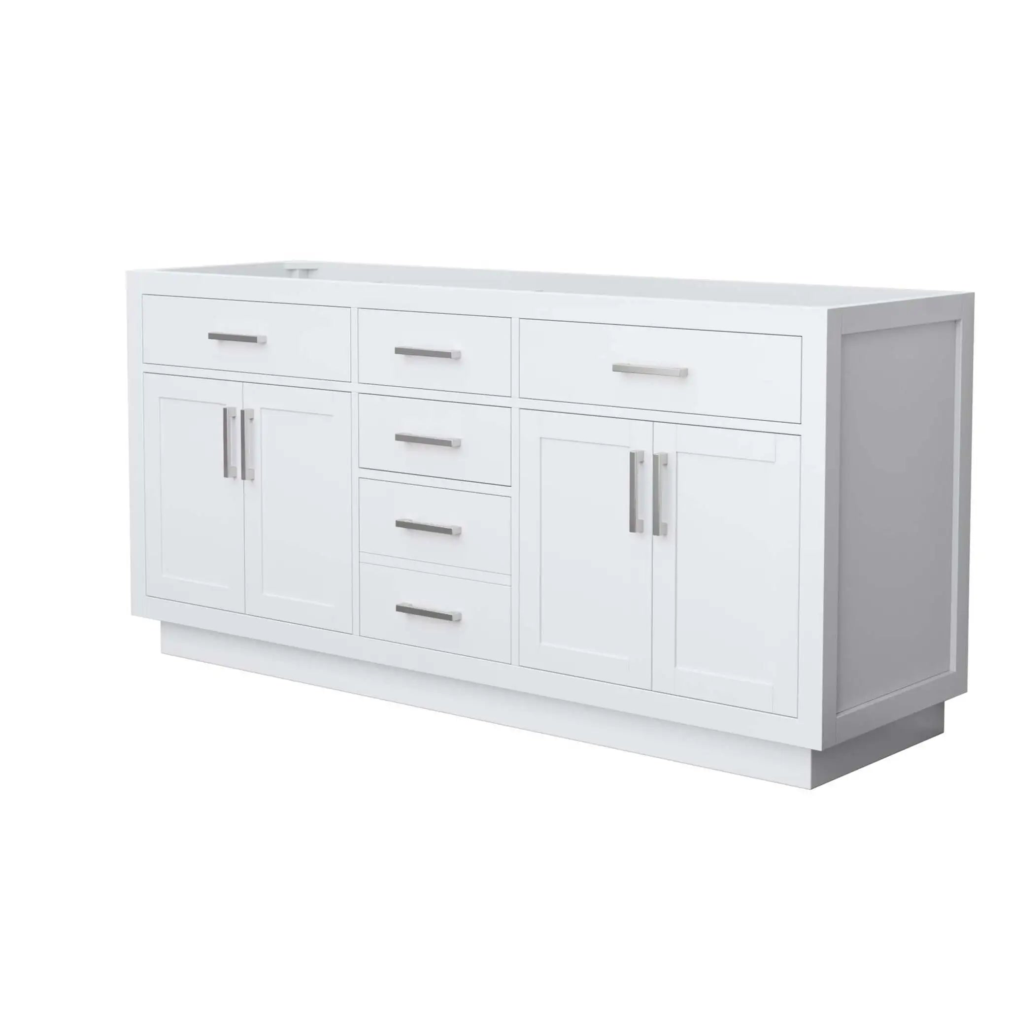 72" Beckett TK Beckett Double Bathroom Vanity with Toe Kick in White with Brushed Nickel Trim by Wyndham