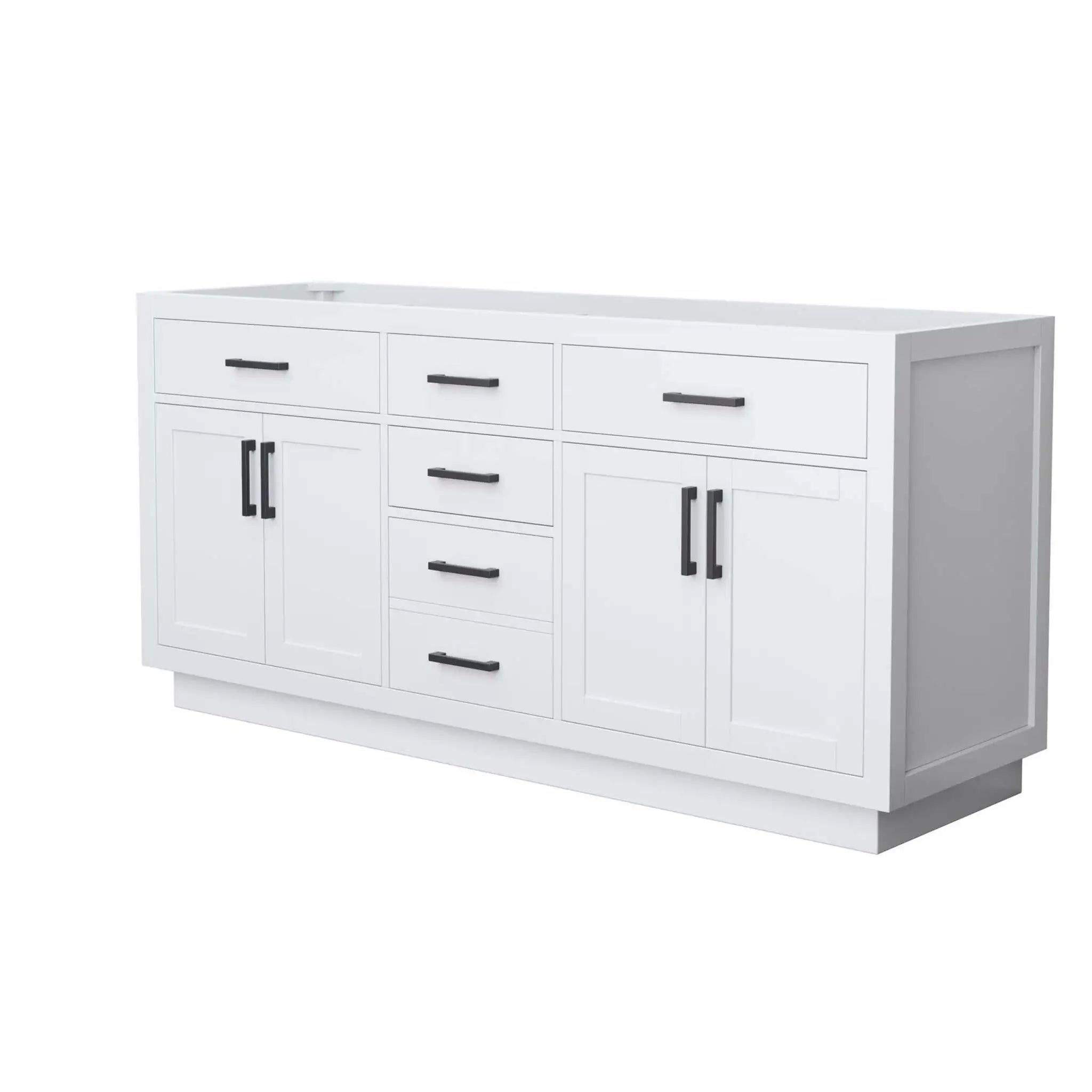 72" Beckett TK Beckett Double Bathroom Vanity with Toe Kick in White with Matte Black Trim by Wyndham