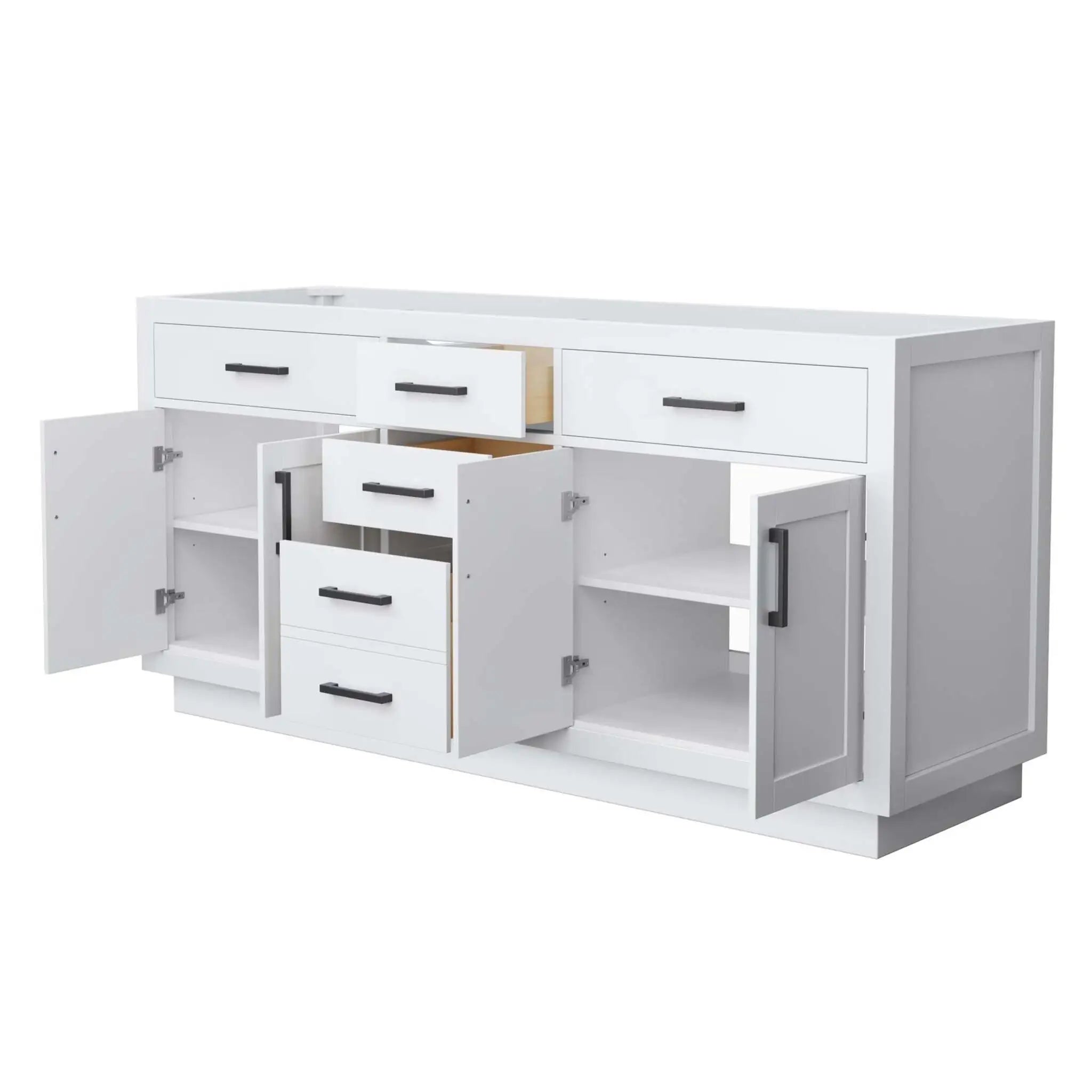72" Beckett TK Beckett Double Bathroom Vanity with Toe Kick in White with Matte Black Trim by Wyndham