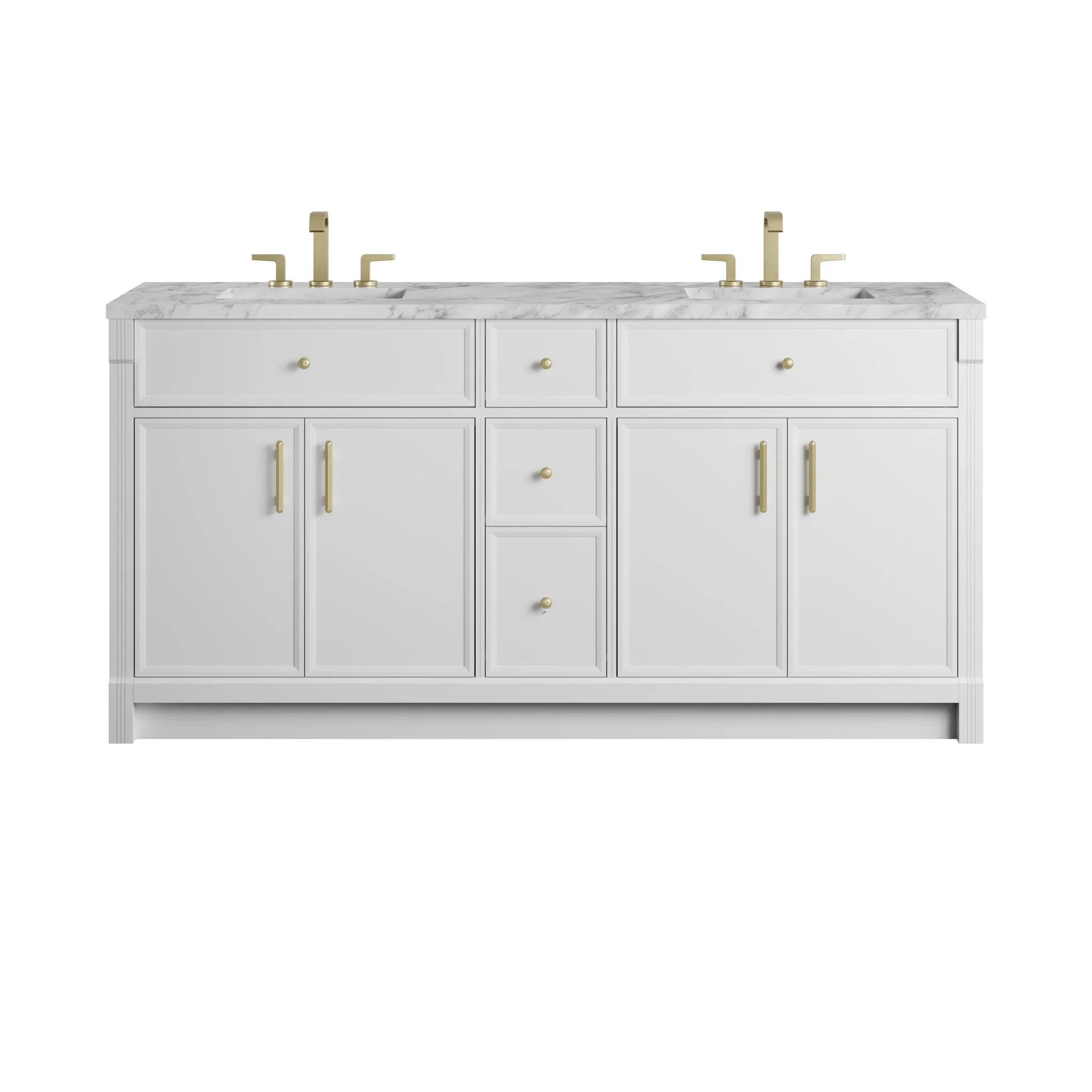 72" Bellshire Double Vanity in Bright White by James Martin Vanities-Carrara White Marble