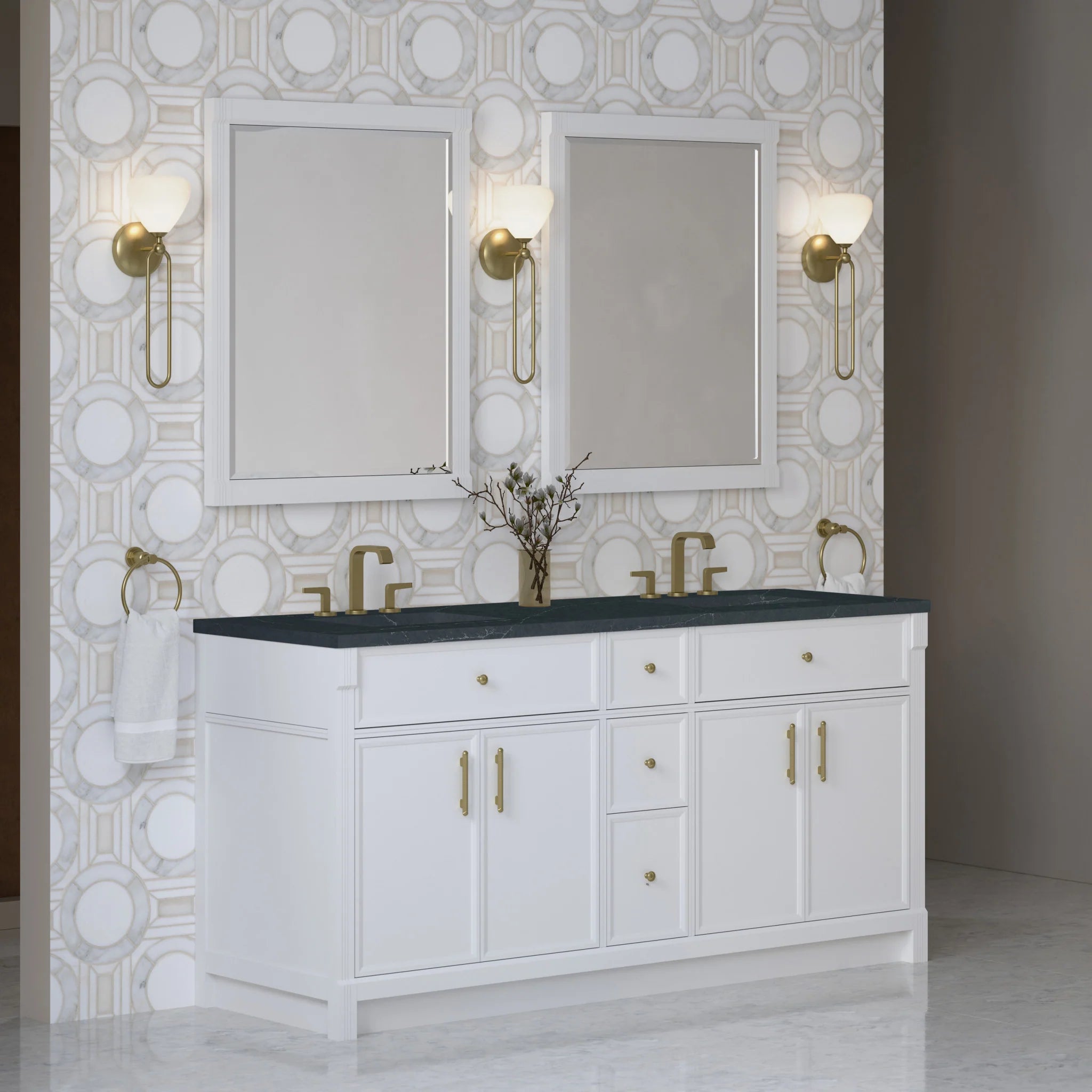 72" Bellshire Double Vanity in Bright White by James Martin Vanities-Charcoal Soapstone Silestone 2