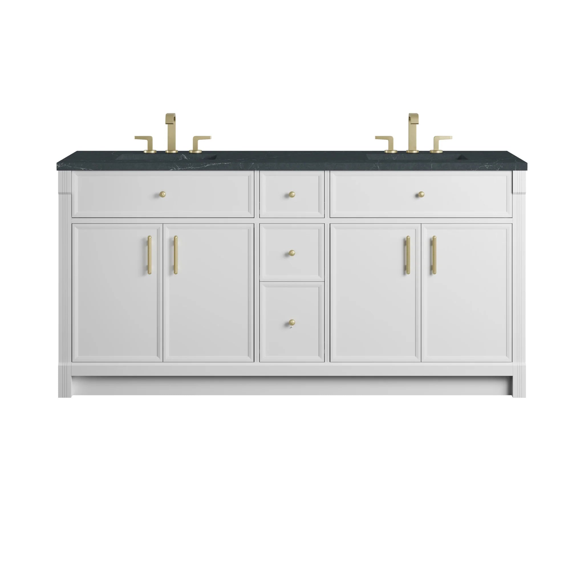 72" Bellshire Double Vanity in Bright White by James Martin Vanities-Charcoal Soapstone Silestone