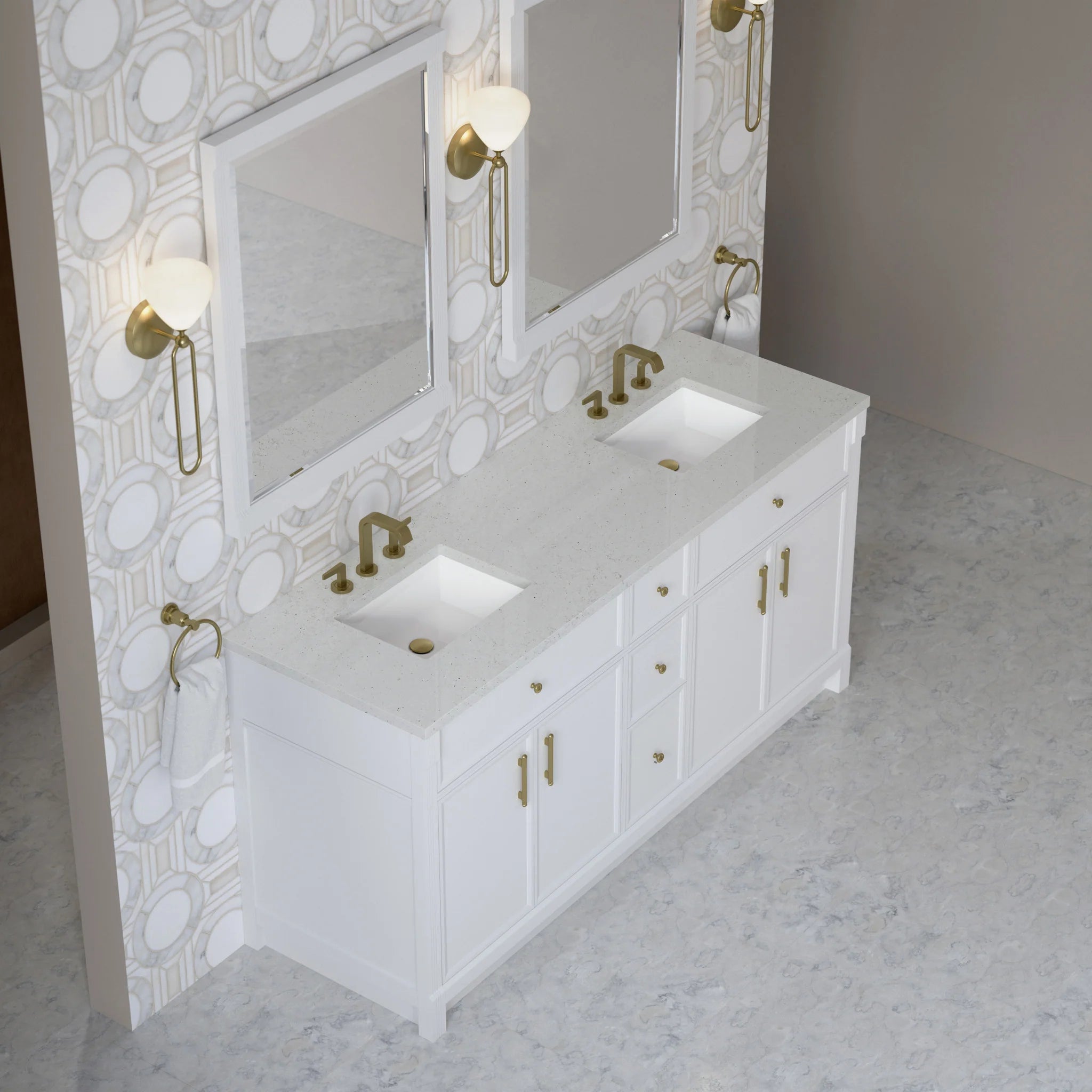 72" Bellshire Double Vanity in Bright White by James Martin Vanities-Lime Delight Silestone 5