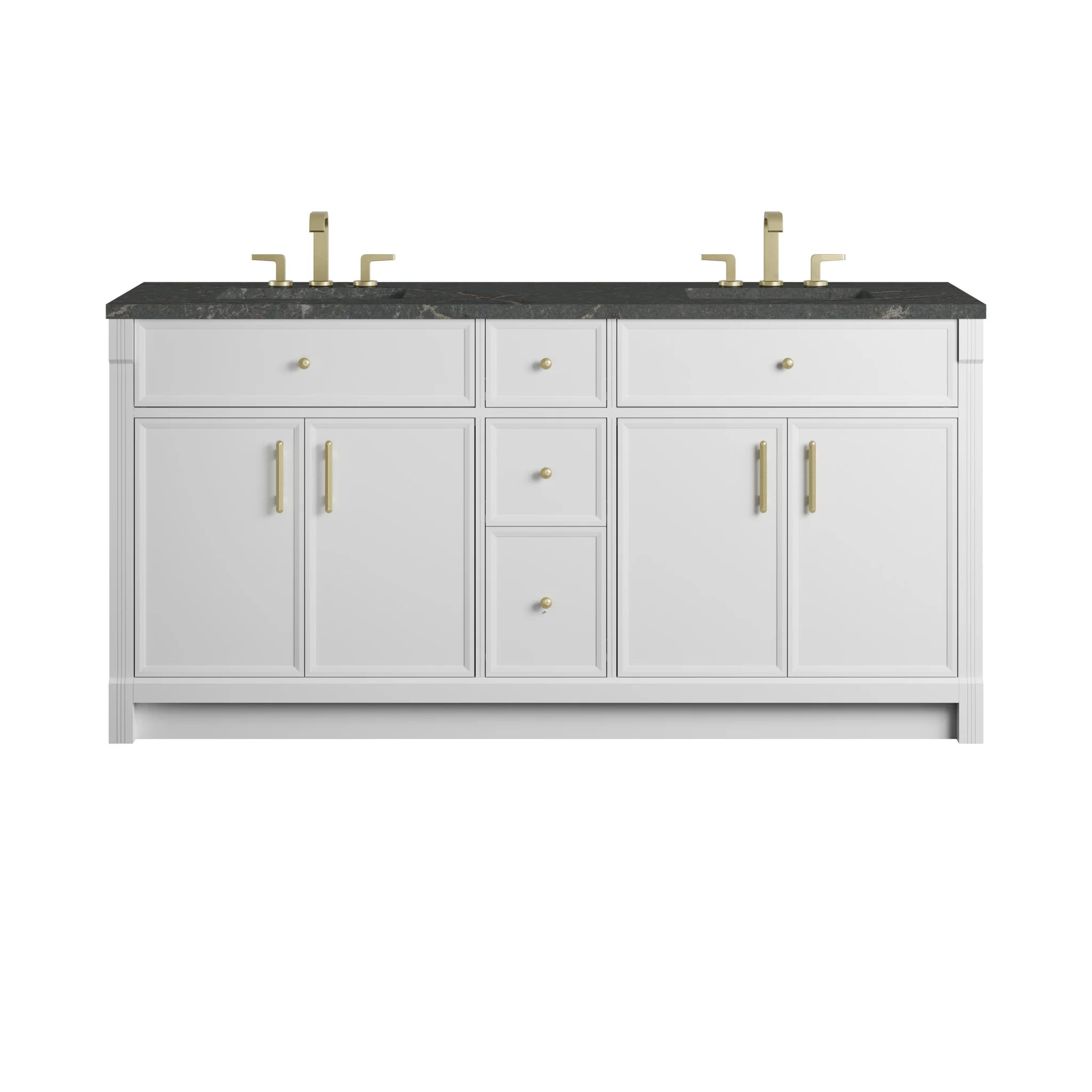 72" Bellshire Double Vanity in Bright White by James Martin Vanities-Parisien Bleu Silestone