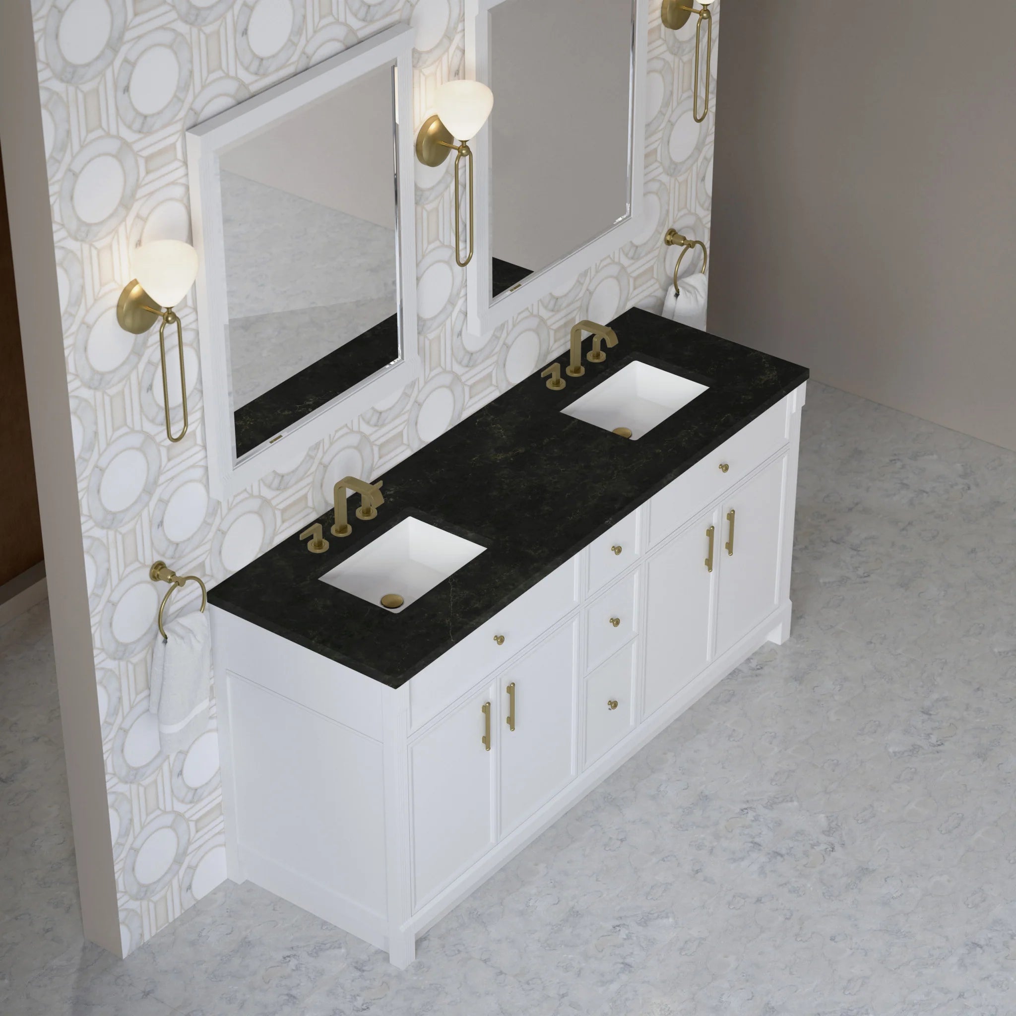 72" Bellshire Double Vanity in Bright White by James Martin Vanities-Phantome Eclos 2