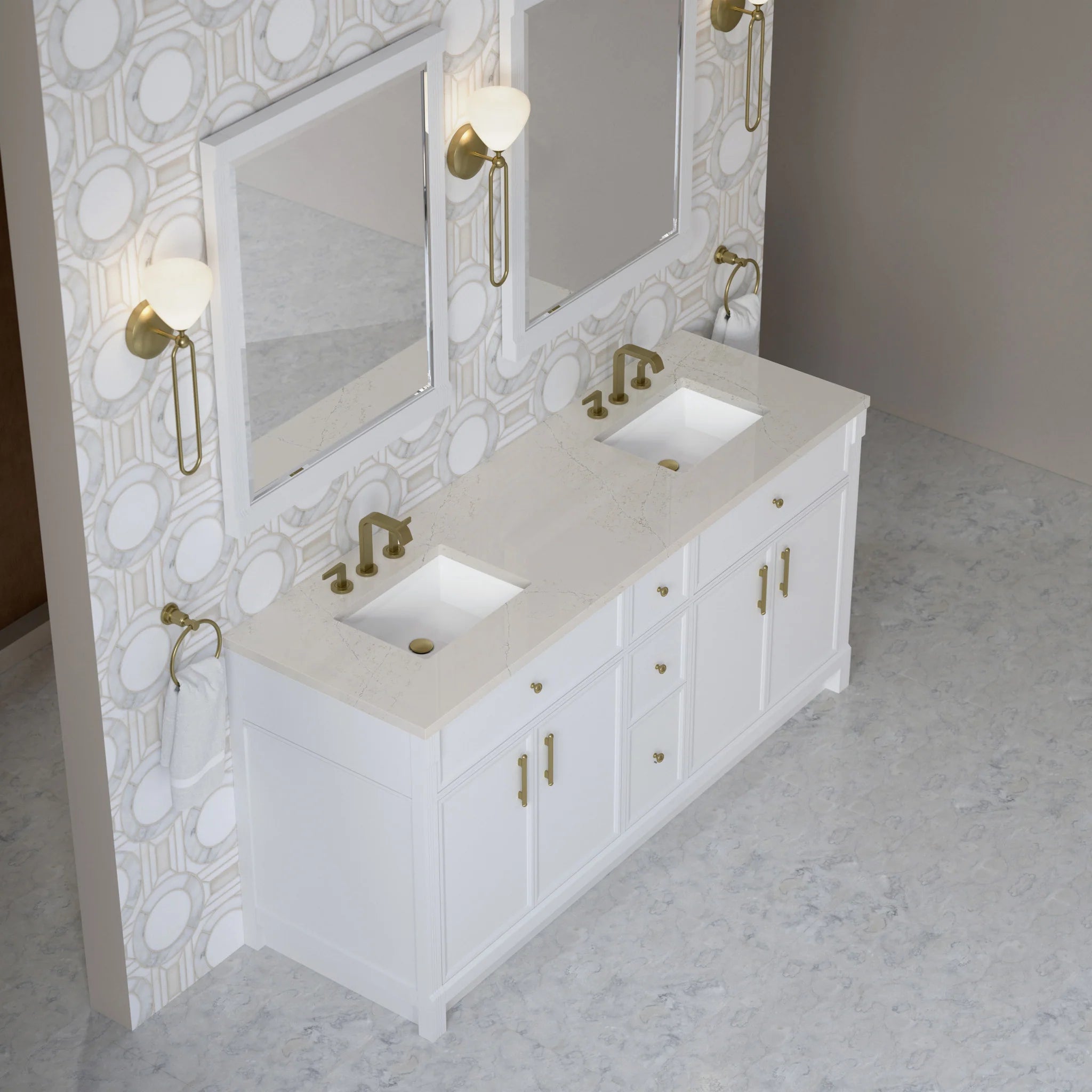 72" Bellshire Double Vanity in Bright White by James Martin Vanities-Siberian Silestone 2