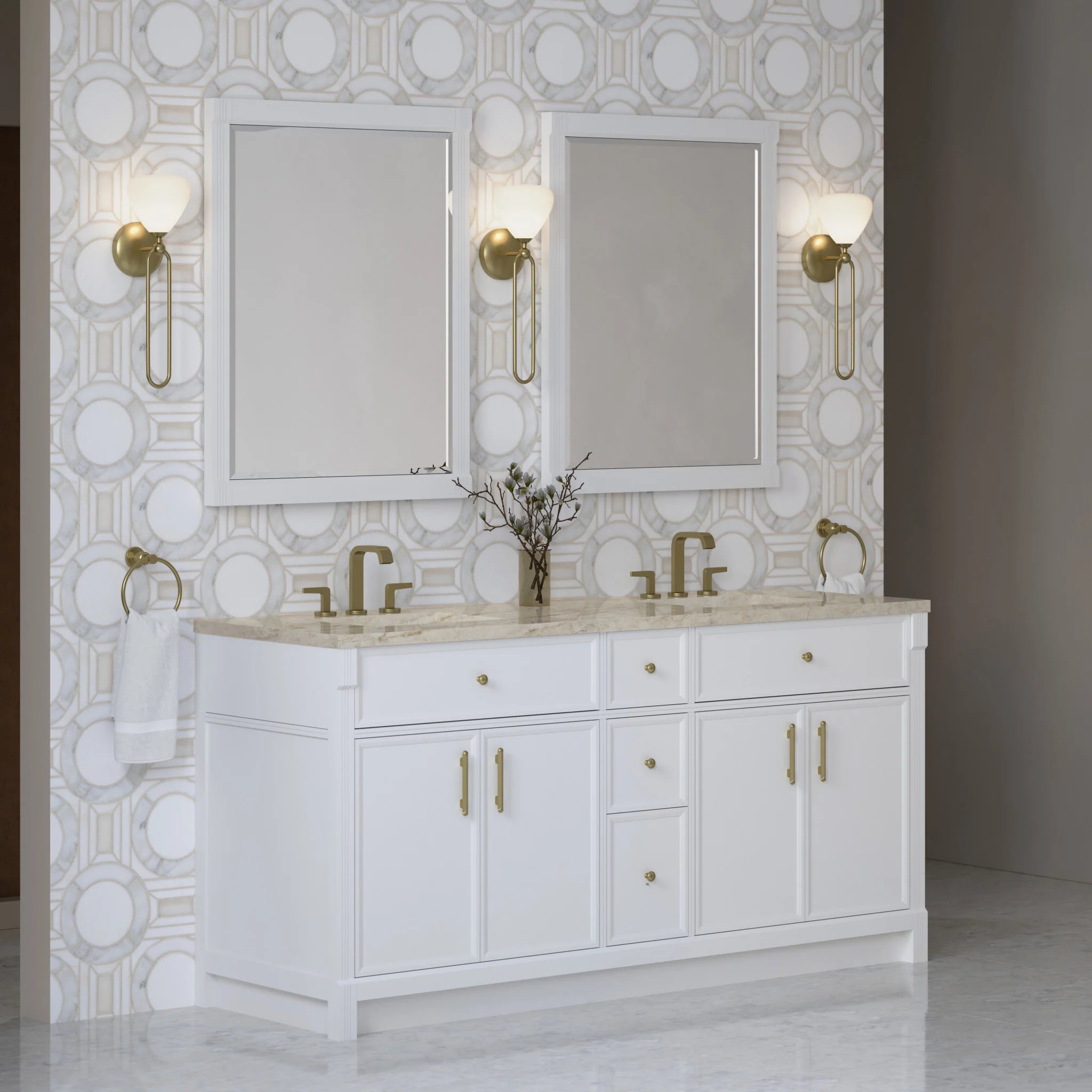 72" Bellshire Double Vanity in Bright White by James Martin Vanities-Tajnar Eclos 2