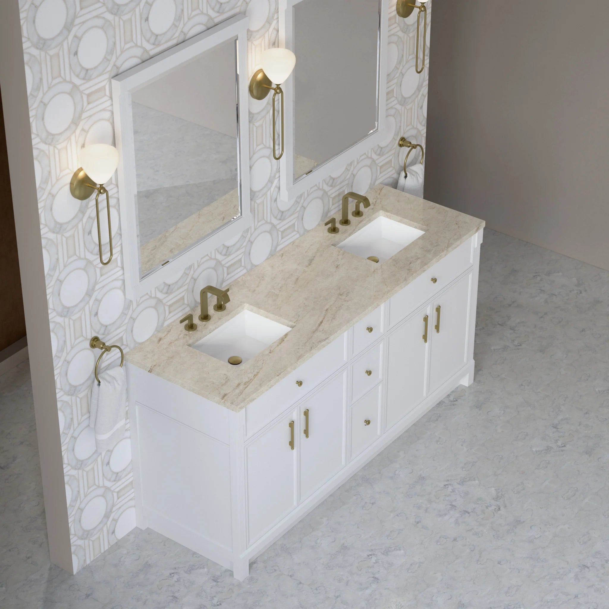 72" Bellshire Double Vanity in Bright White by James Martin Vanities-Tajnar Eclos 5