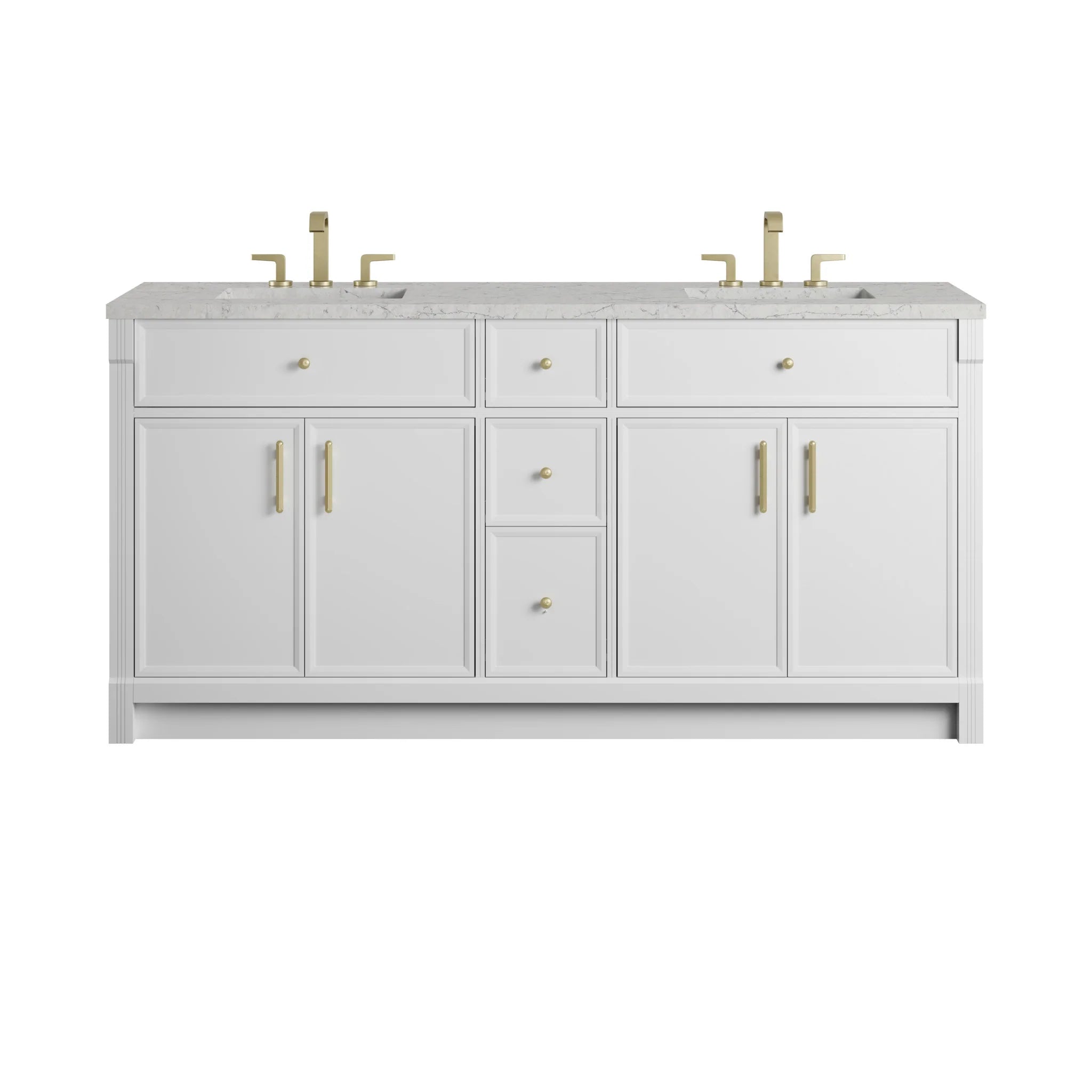 72" Bellshire Double Vanity in Bright White w/FreePower Wireless Charger by James Martin Vanities-Eternal Jasmine Pearl Silestone