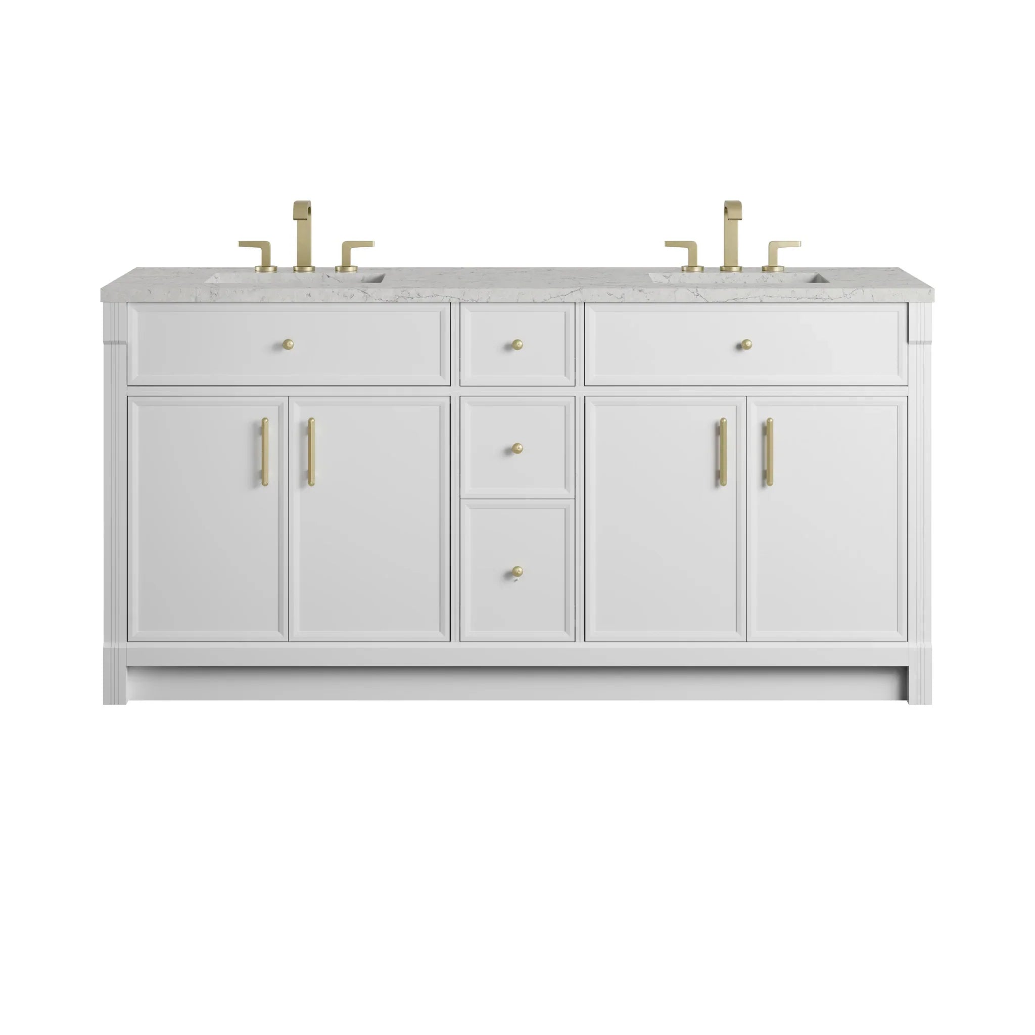 72" Bellshire Double Vanity in Bright White w/FreePower Wireless Charger by James Martin Vanities-Eternal Jasmine Pearl Silestone