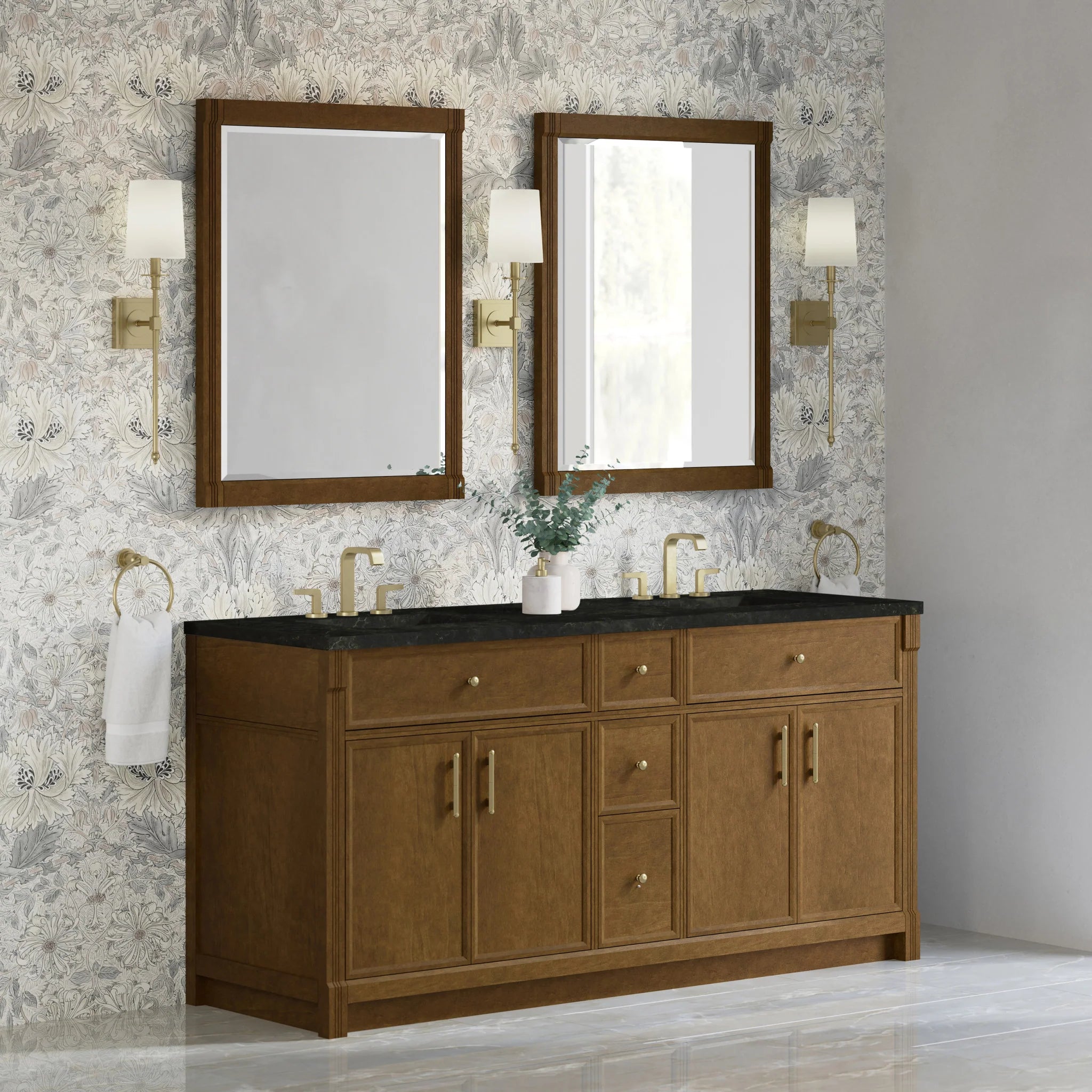 72" Bellshire Double Vanity in Honey Oak by James Martin Vanities-Phantome Eclos 2