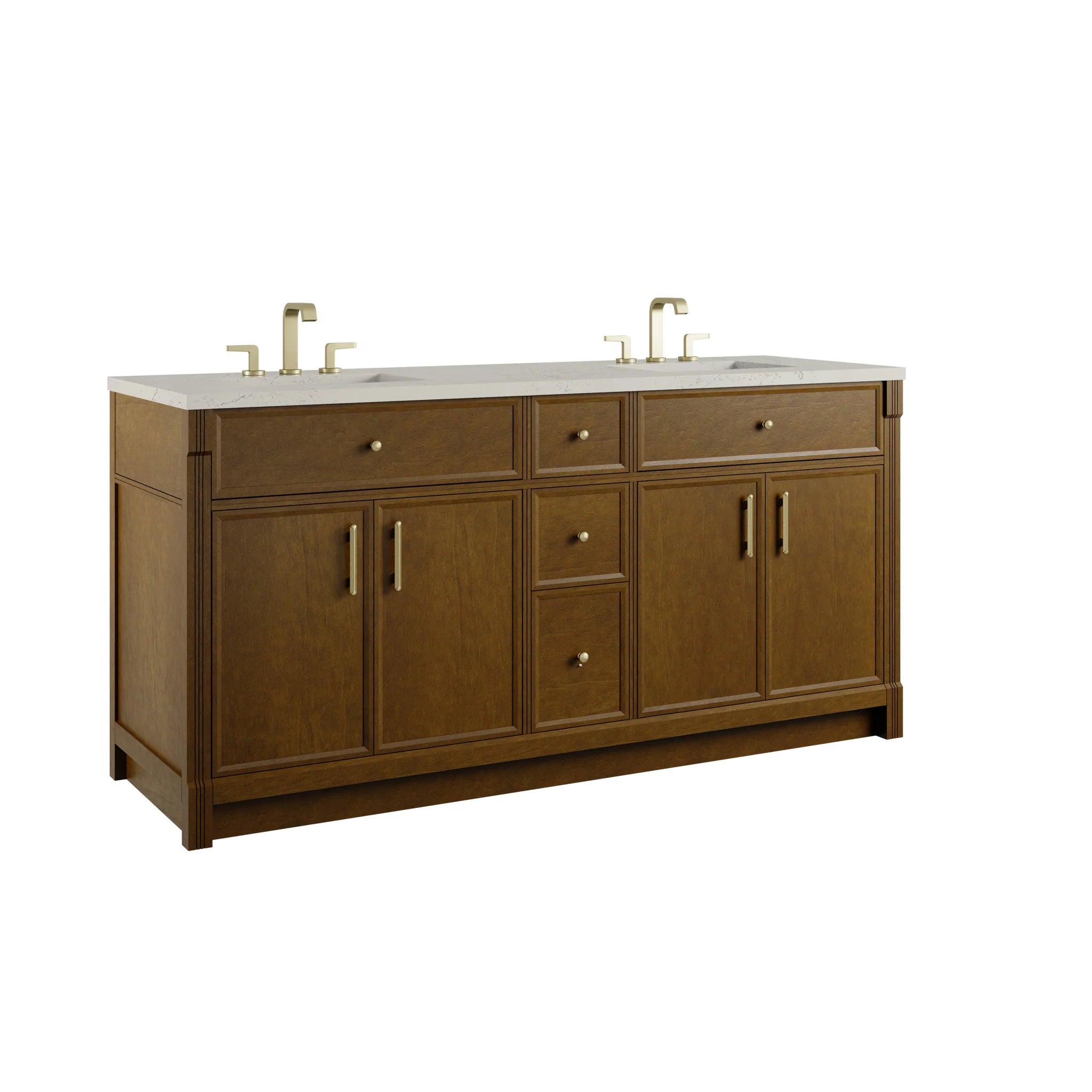 72" Bellshire Double Vanity in Honey Oak by James Martin Vanities-Siberian Silestone 10