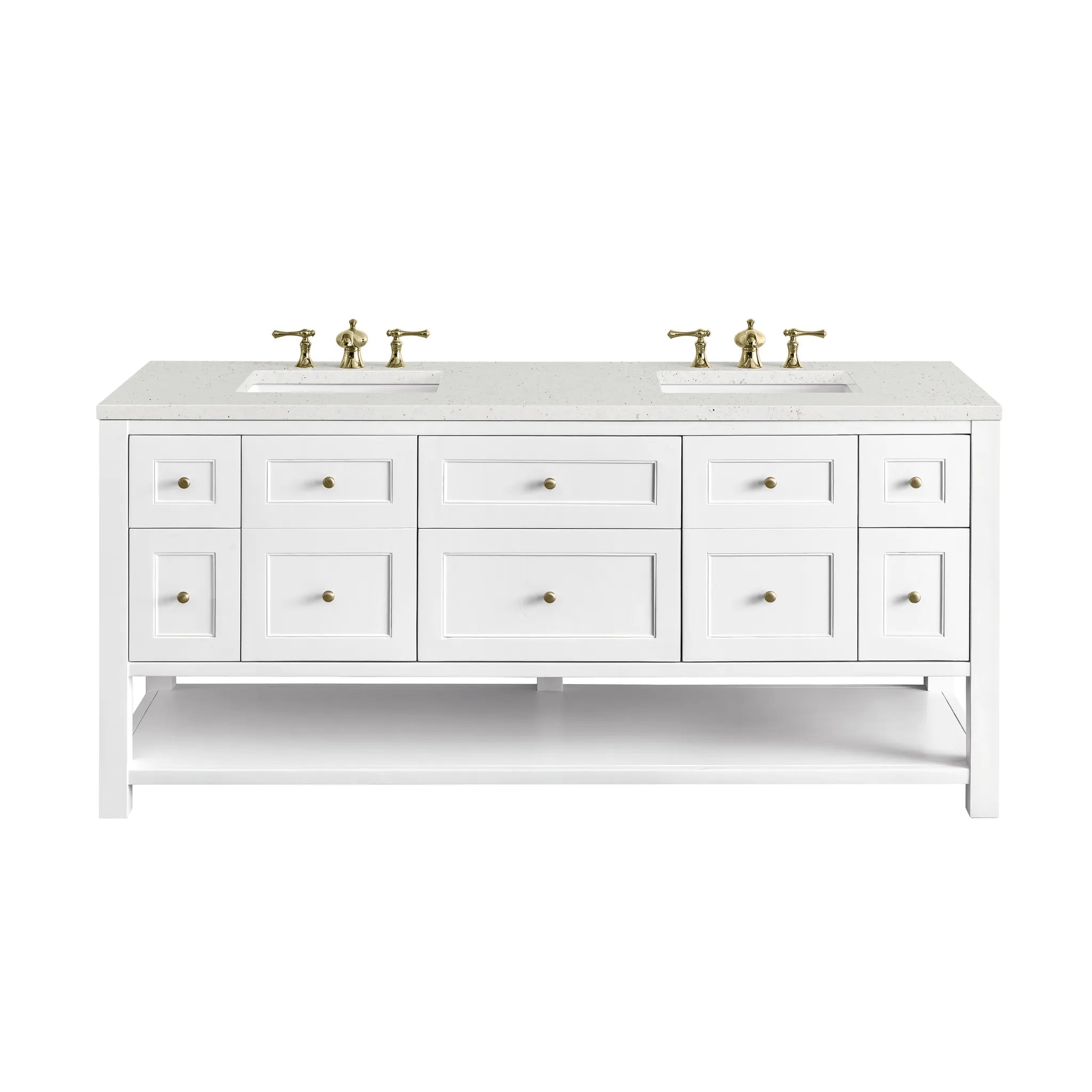 72" Breckenridge Double Vanity Base Only in Bright White-Lime Delight Silestone-8" Widespread image