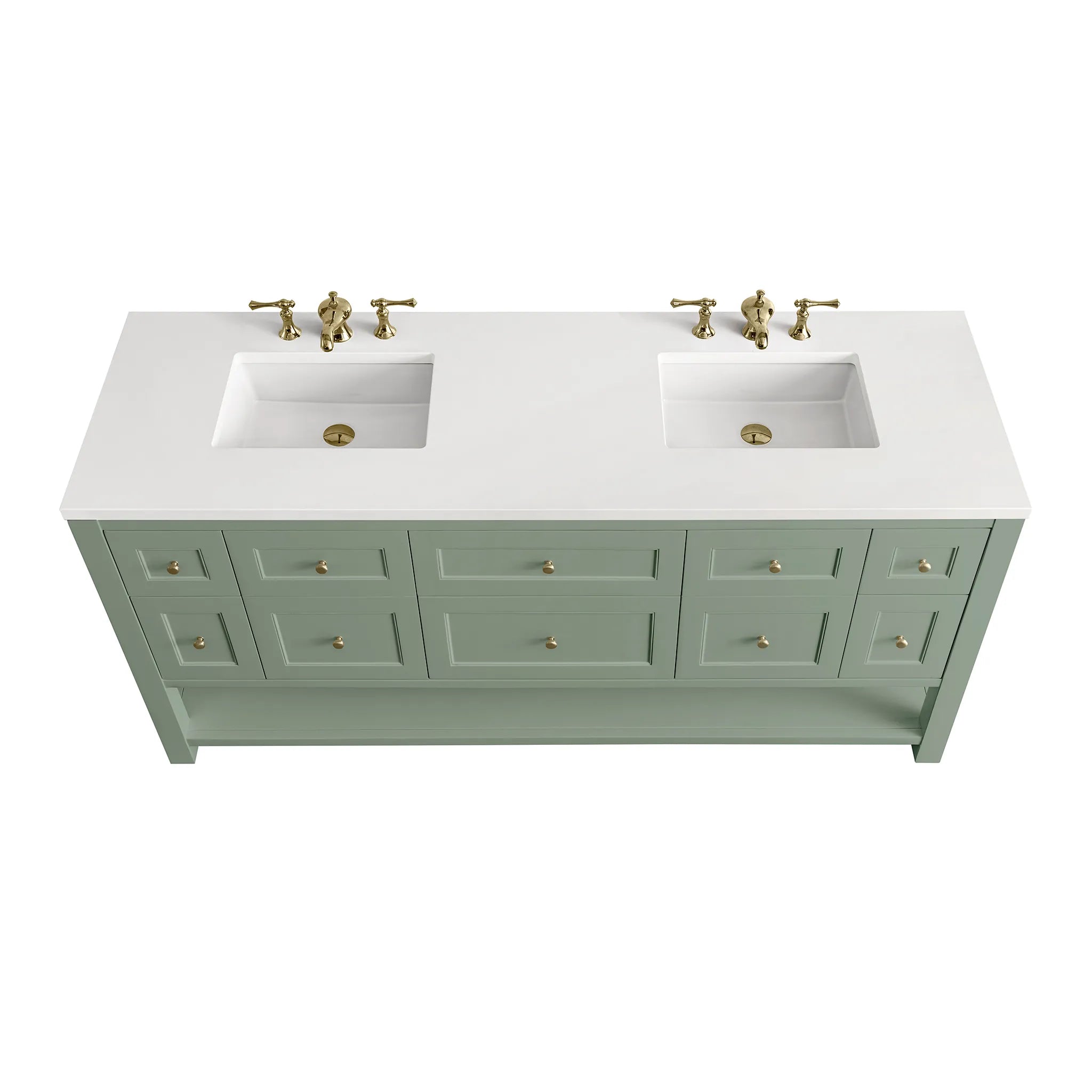 72" Breckenridge Double Vanity Base Only in Smokey Celadon w/FreePower Wireless Charger-Cabinet Only-Not Available image 3