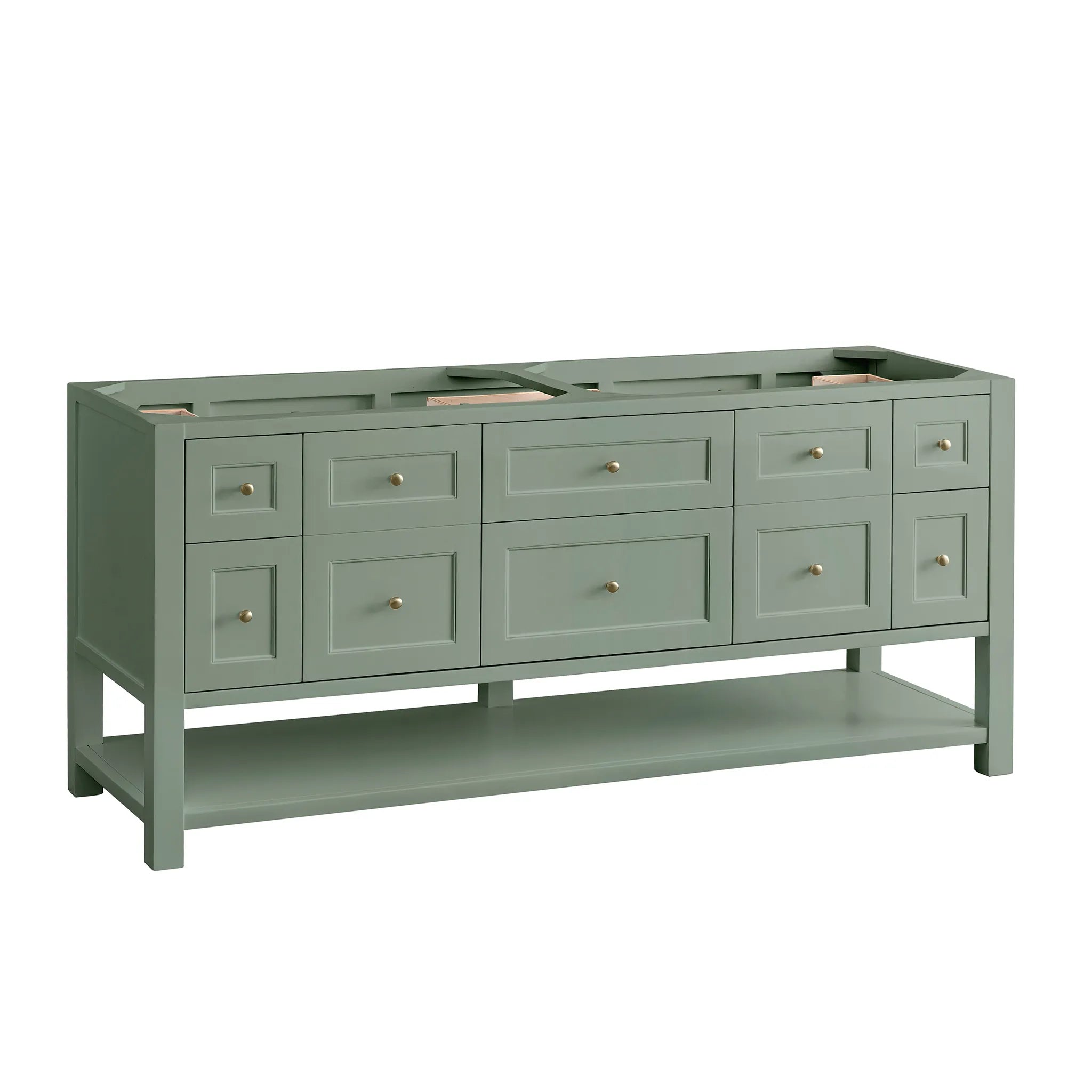 72" Breckenridge Double Vanity Base Only in Smokey Celadon w/FreePower Wireless Charger-Cabinet Only-Not Available image