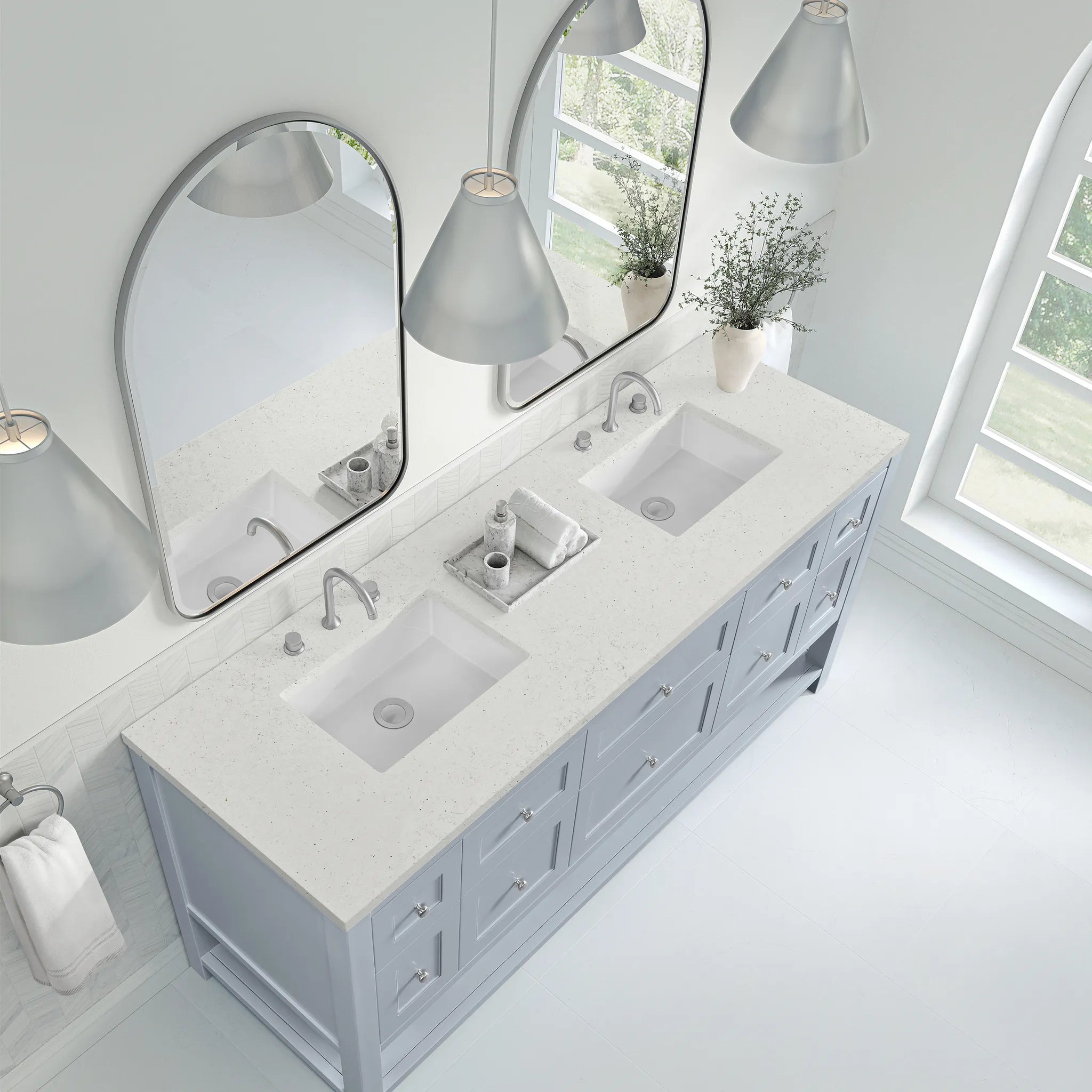 72" Breckenridge Double Vanity in Serenity Blue w/FreePower Wireless Charger-Parisien Bleu Silestone-8" Widespread image 8