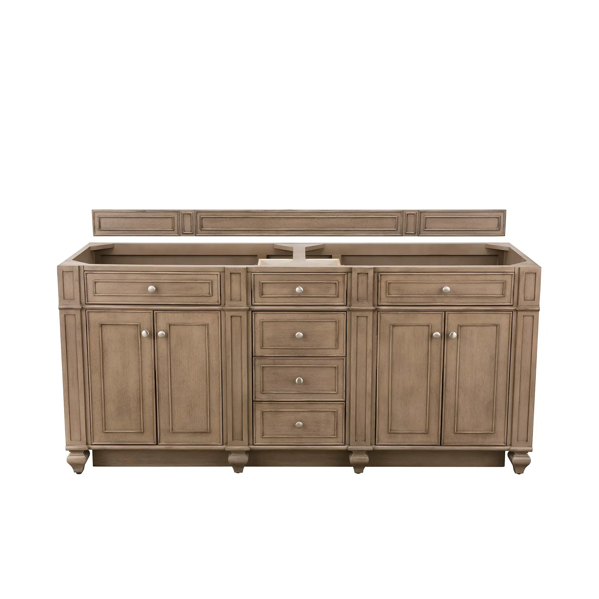72" Bristol Double Vanity in Whitewashed Walnut w/FreePower Wireless Charger-Cabinet Only-Not Available image