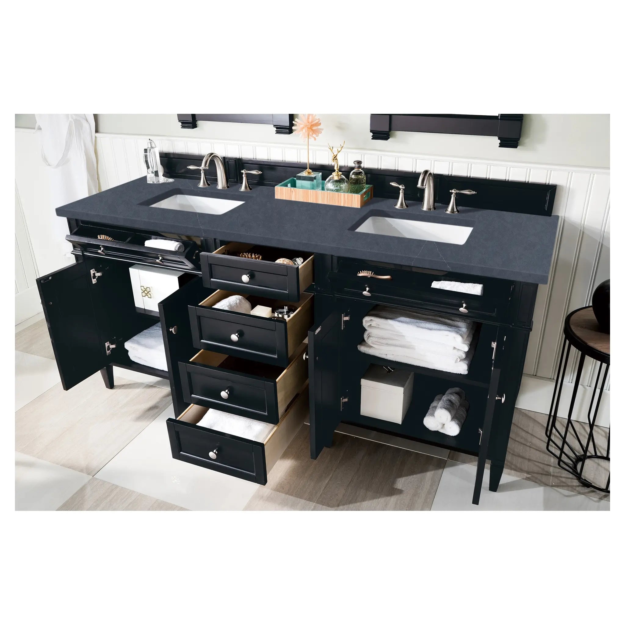 72 Brittany Double Vanity In Black Onyx Standard Charcoal Soapstone Silestone 8 Widespread 5