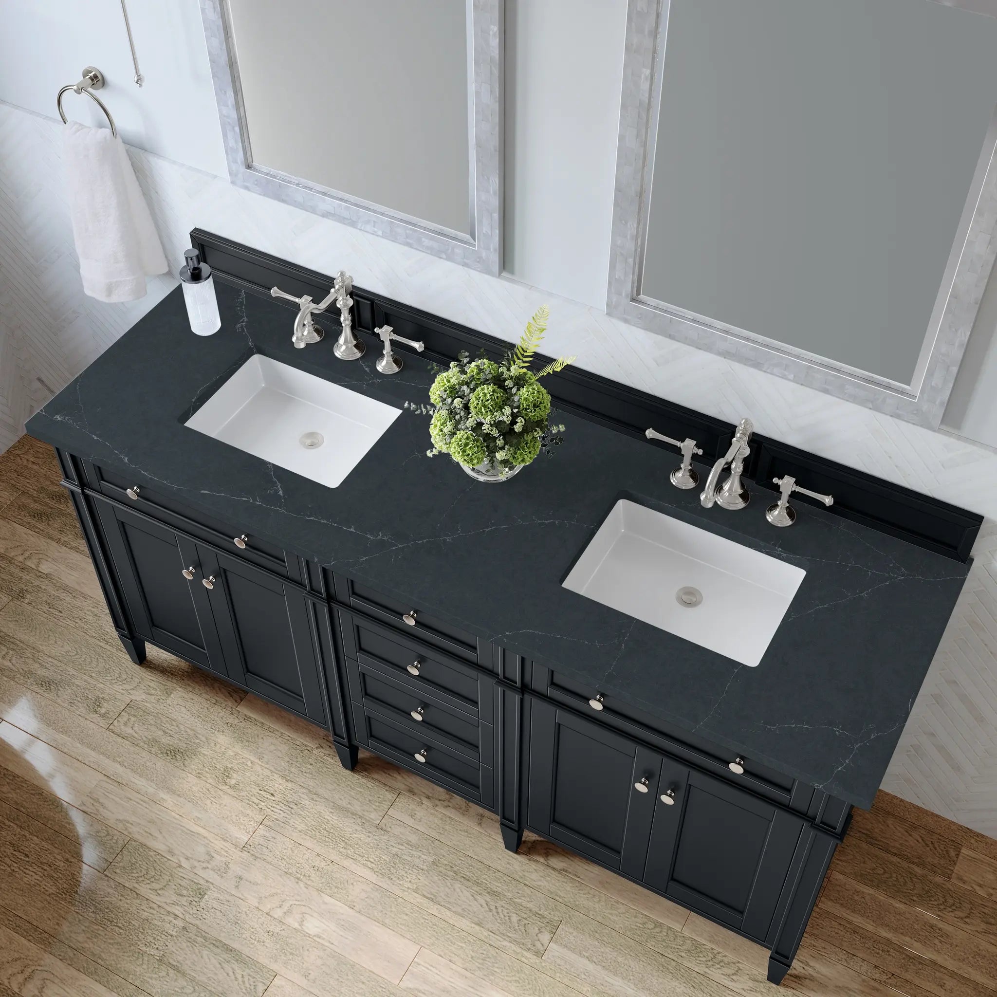 72 Brittany Double Vanity In Black Onyx Standard Charcoal Soapstone Silestone 8 Widespread 7