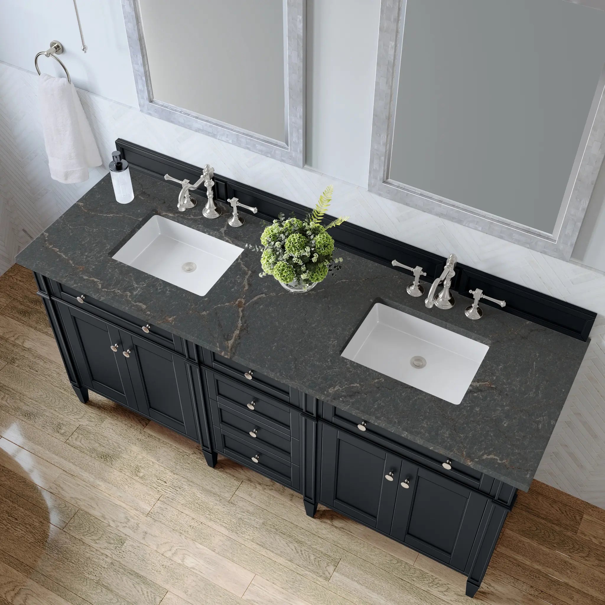 72 Brittany Double Vanity In Black Onyx Standard Parisien Bleu Silestone 8 Widespread 7