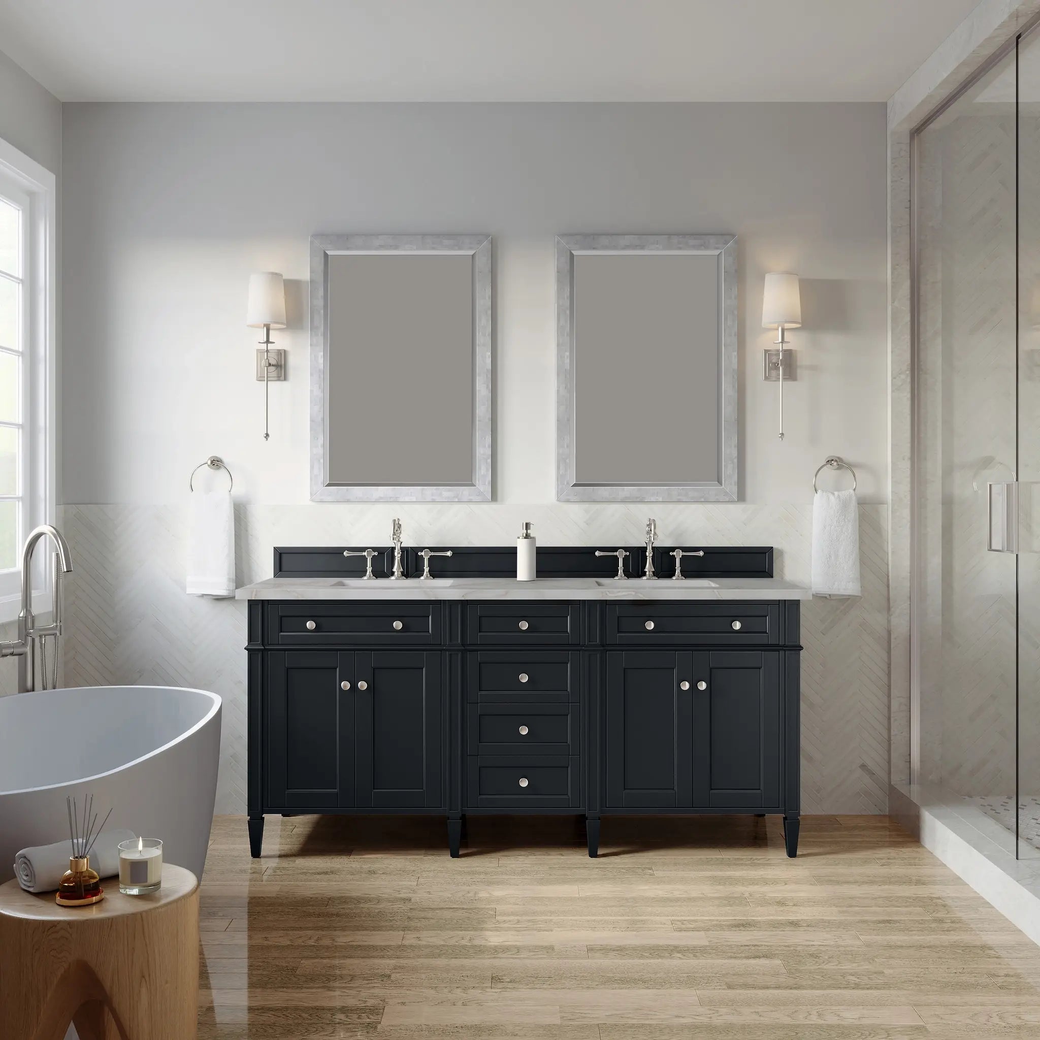 72 Brittany Double Vanity In Black Onyx Standard Victorian Silver Silestone 8 Widespread 3