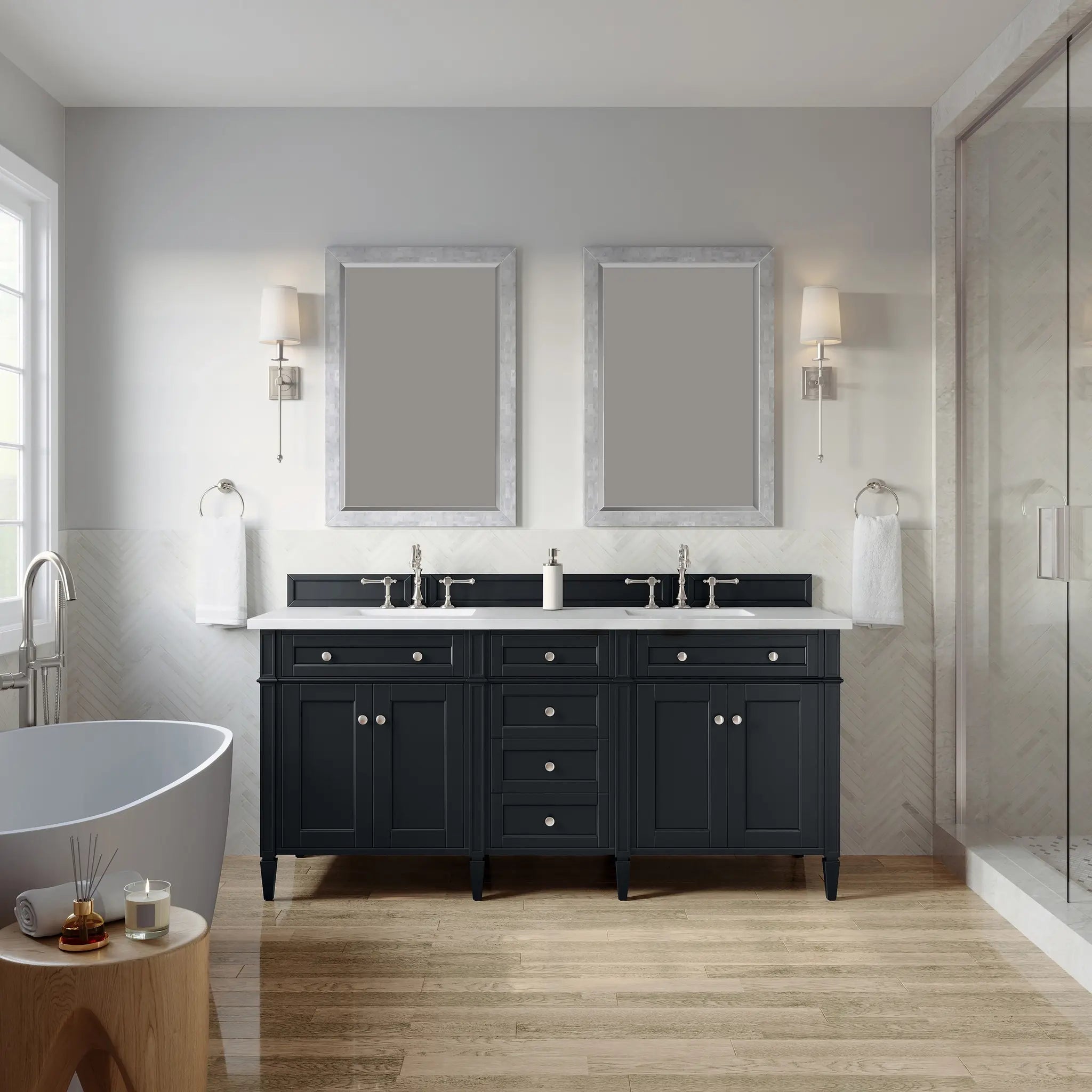 72 Brittany Double Vanity In Black Onyx Standard White Zeus Silestone 8 Widespread 3