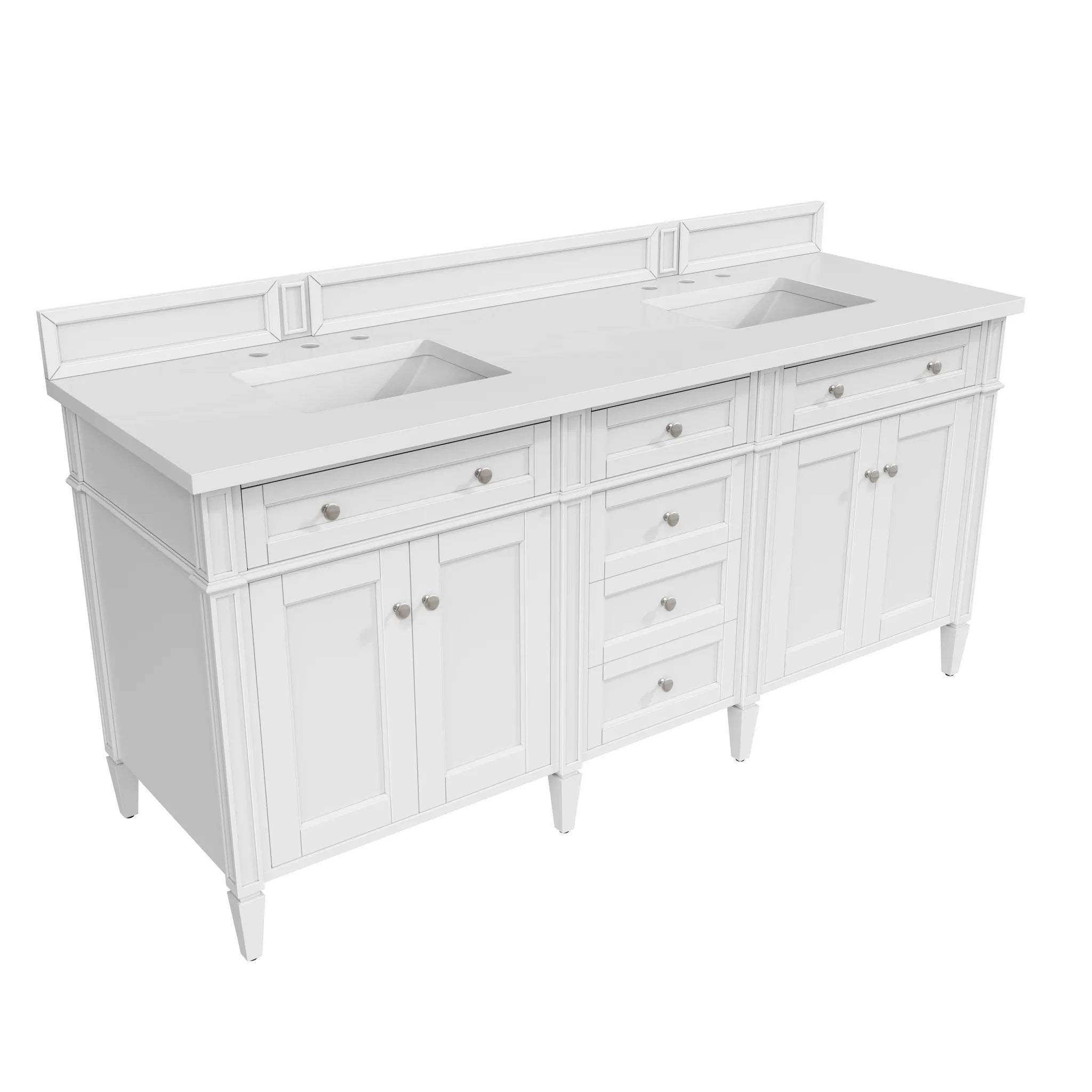 72" Brittany Double Vanity in Bright White Vanity-White Zeus Silestone-8" Widespread image 1
