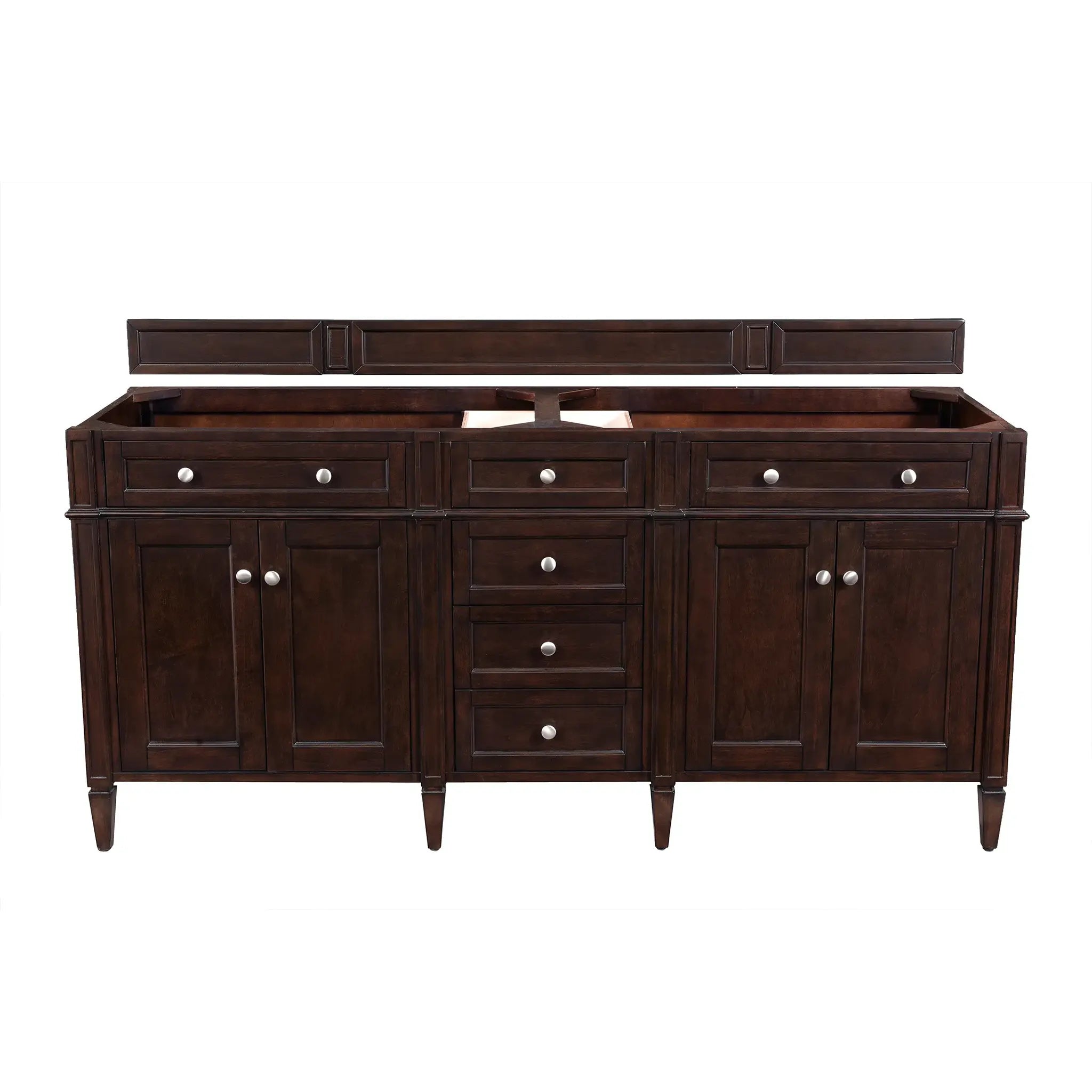 72" Brittany Double Vanity in Burnished Mahogany w/FreePower Wireless Charger-Cabinet Only-Not Available image