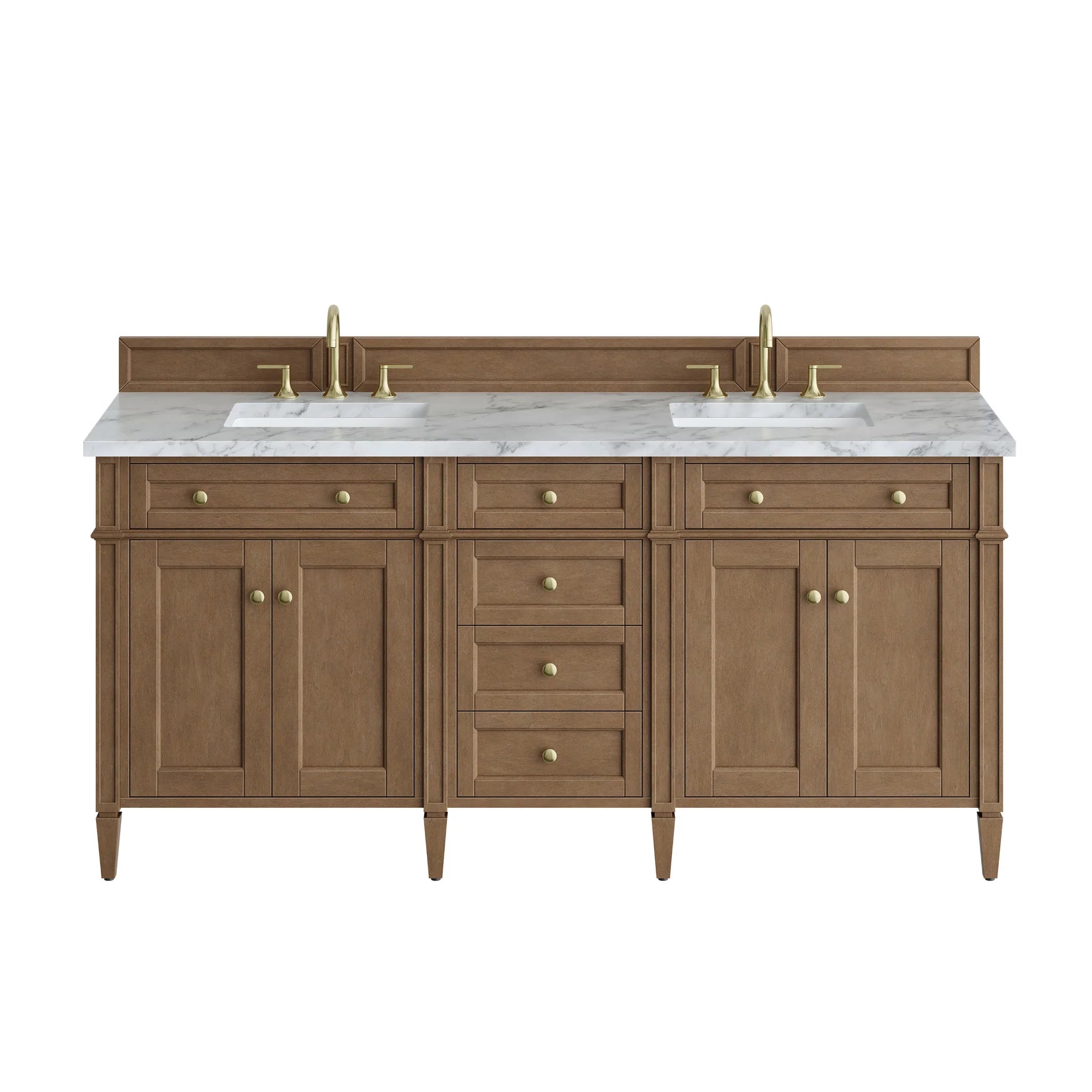 72" Brittany Double Vanity in Pecan by James Martin Vanities-Carrara White Marble