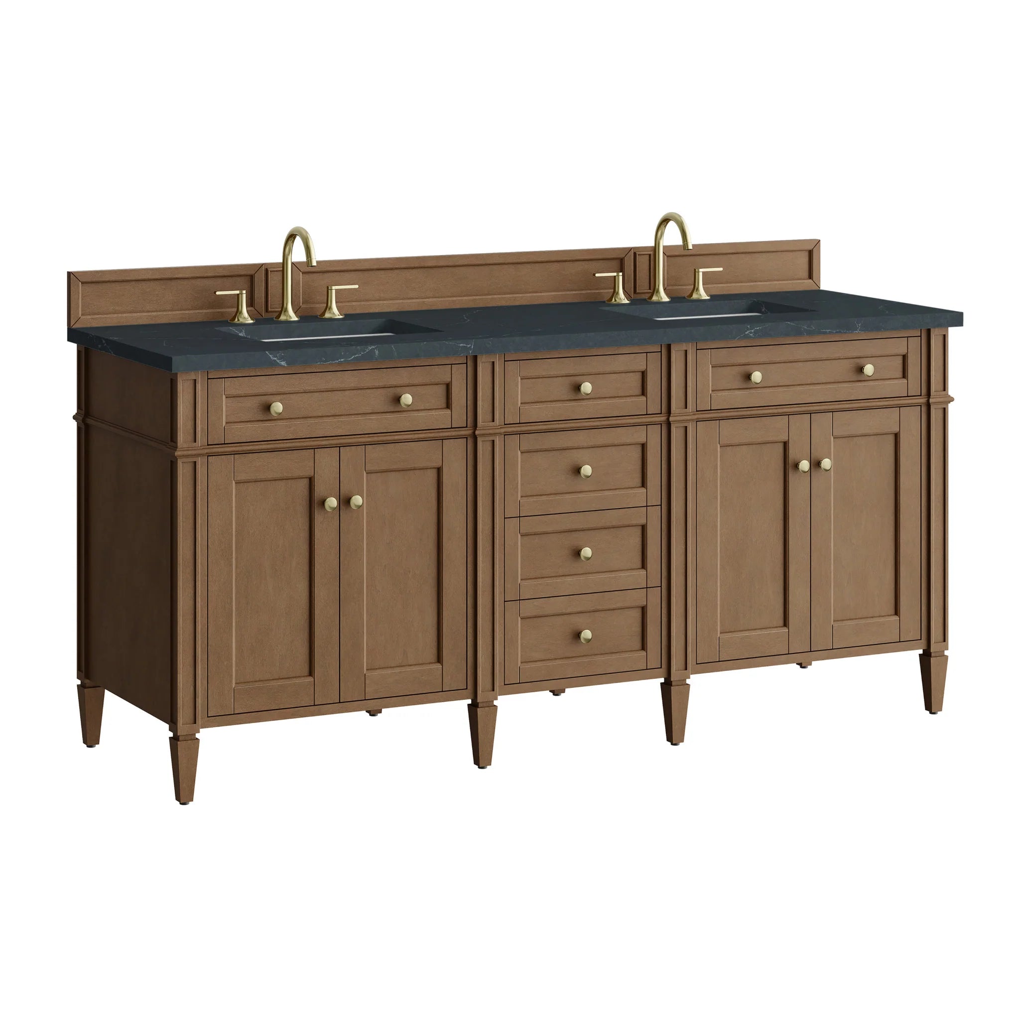 72" Brittany Double Vanity in Pecan by James Martin Vanities-Charcoal Soapstone Silestone 10
