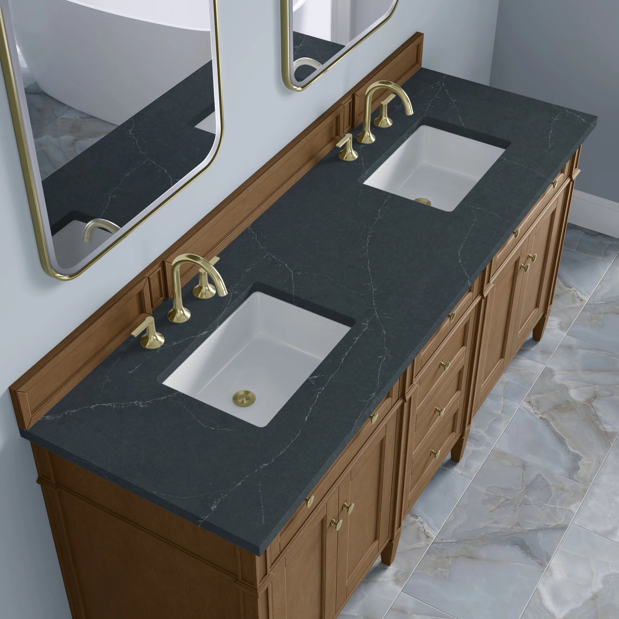 72" Brittany Double Vanity in Pecan by James Martin Vanities-Charcoal Soapstone Silestone 6