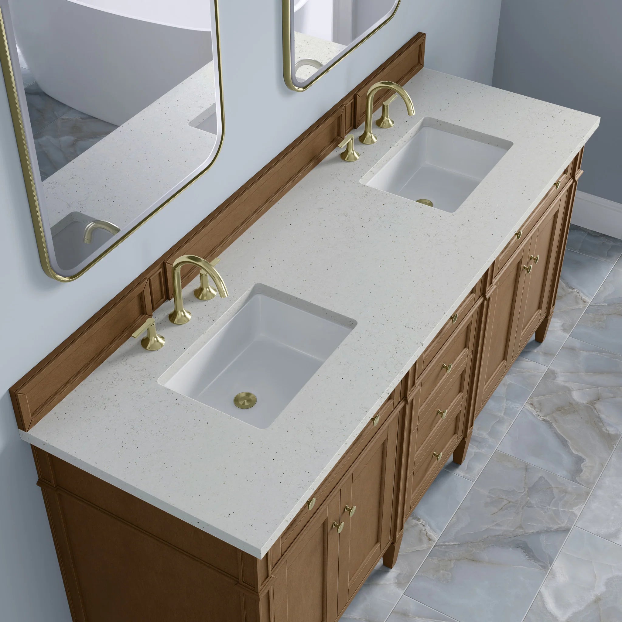 72" Brittany Double Vanity in Pecan by James Martin Vanities-Lime Delight Silestone 6