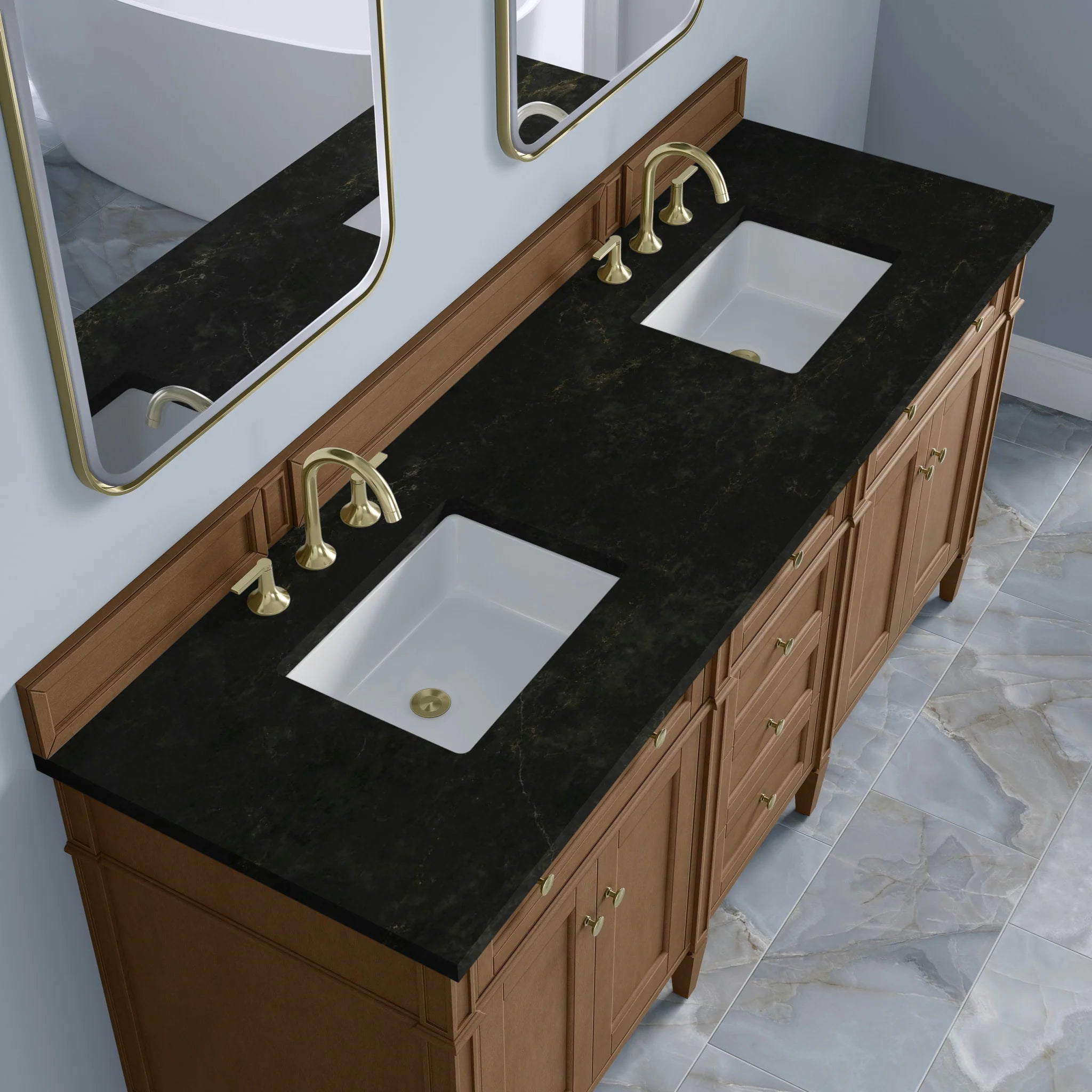 72" Brittany Double Vanity in Pecan by James Martin Vanities-Phantome Eclos 6
