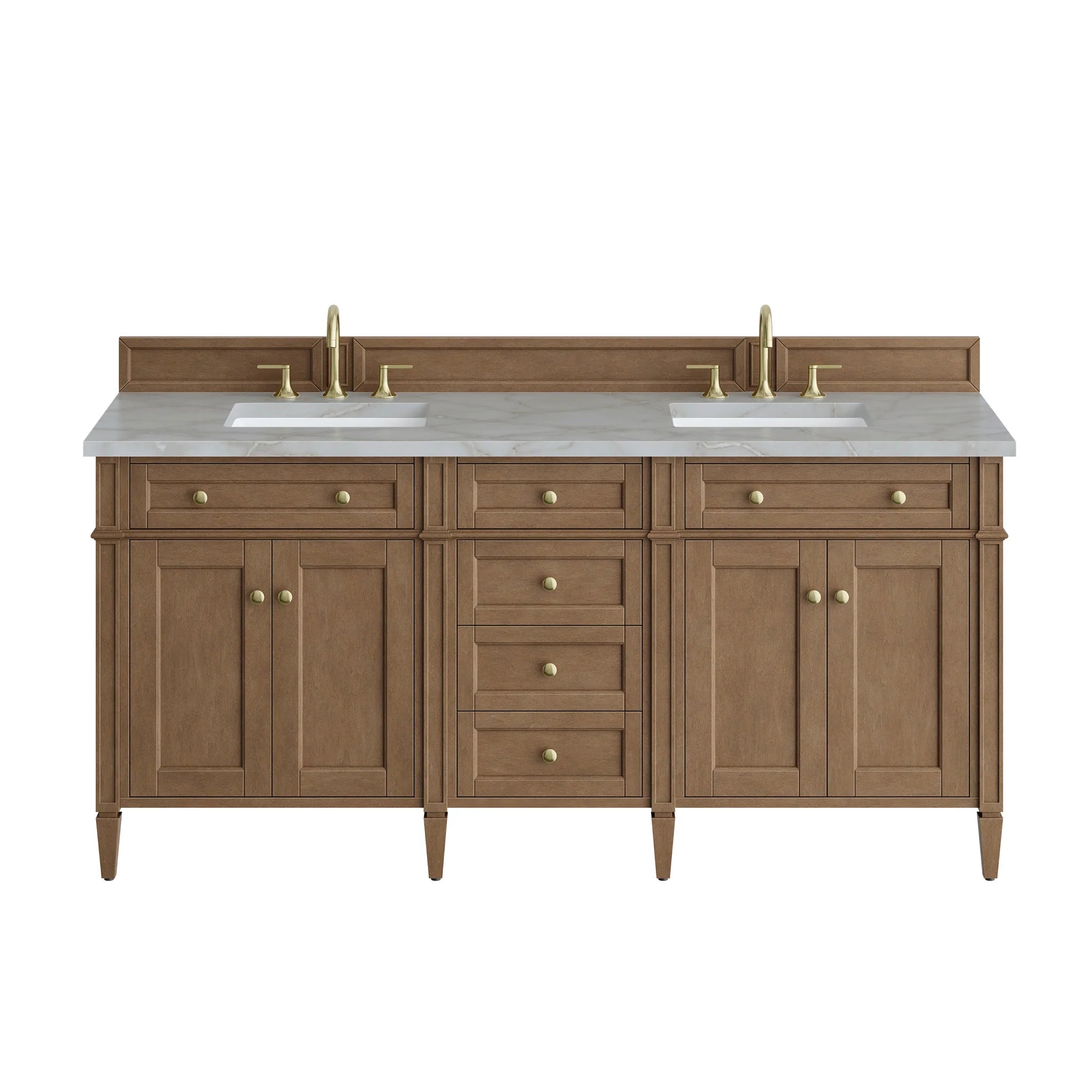 72" Brittany Double Vanity in Pecan by James Martin Vanities-Victorian Silver Silestone