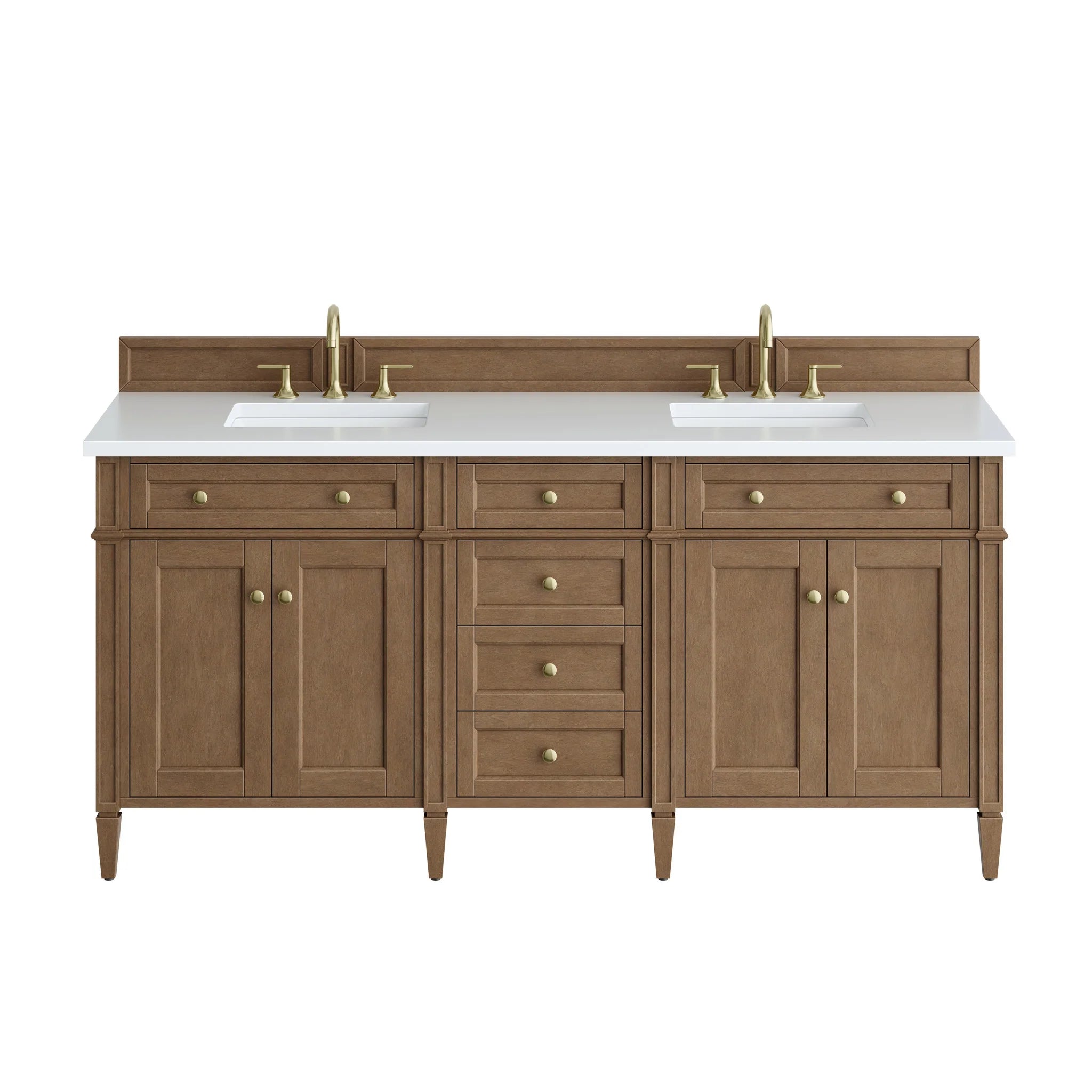 72" Brittany Double Vanity in Pecan by James Martin Vanities-White Zeus Silestone