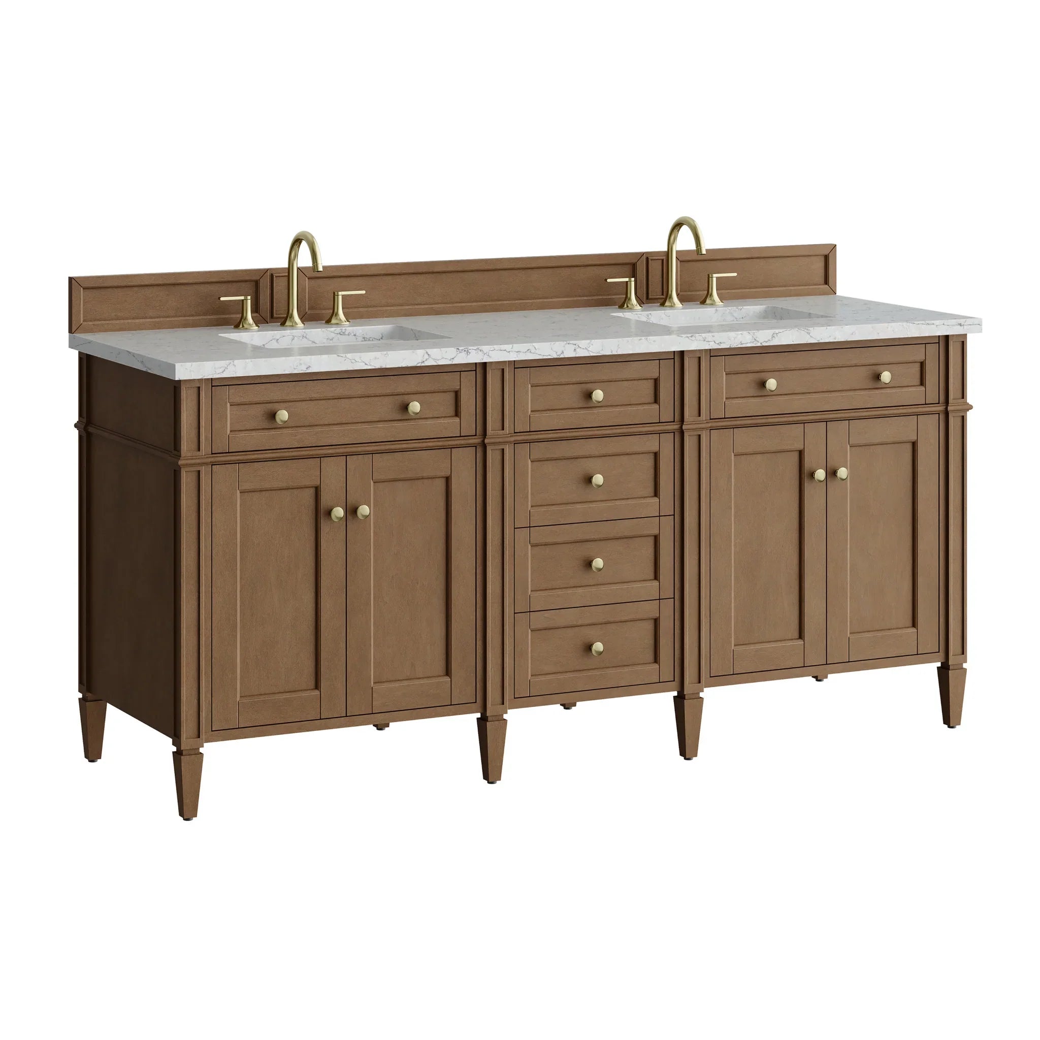 72" Brittany Double Vanity in Pecan w/FreePower Wireless Charger by James Martin Vanities-Eternal Jasmine Pearl Silestone 11