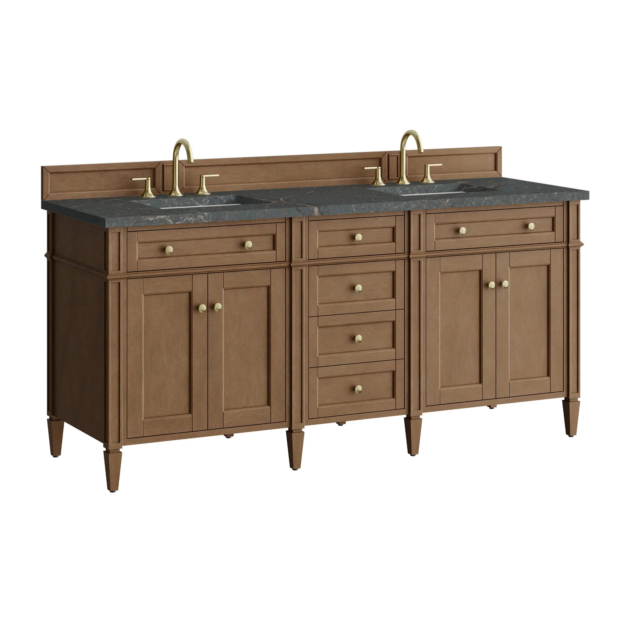 72" Brittany Double Vanity in Pecan w/FreePower Wireless Charger by James Martin Vanities-Parisien Bleu Silestone 11
