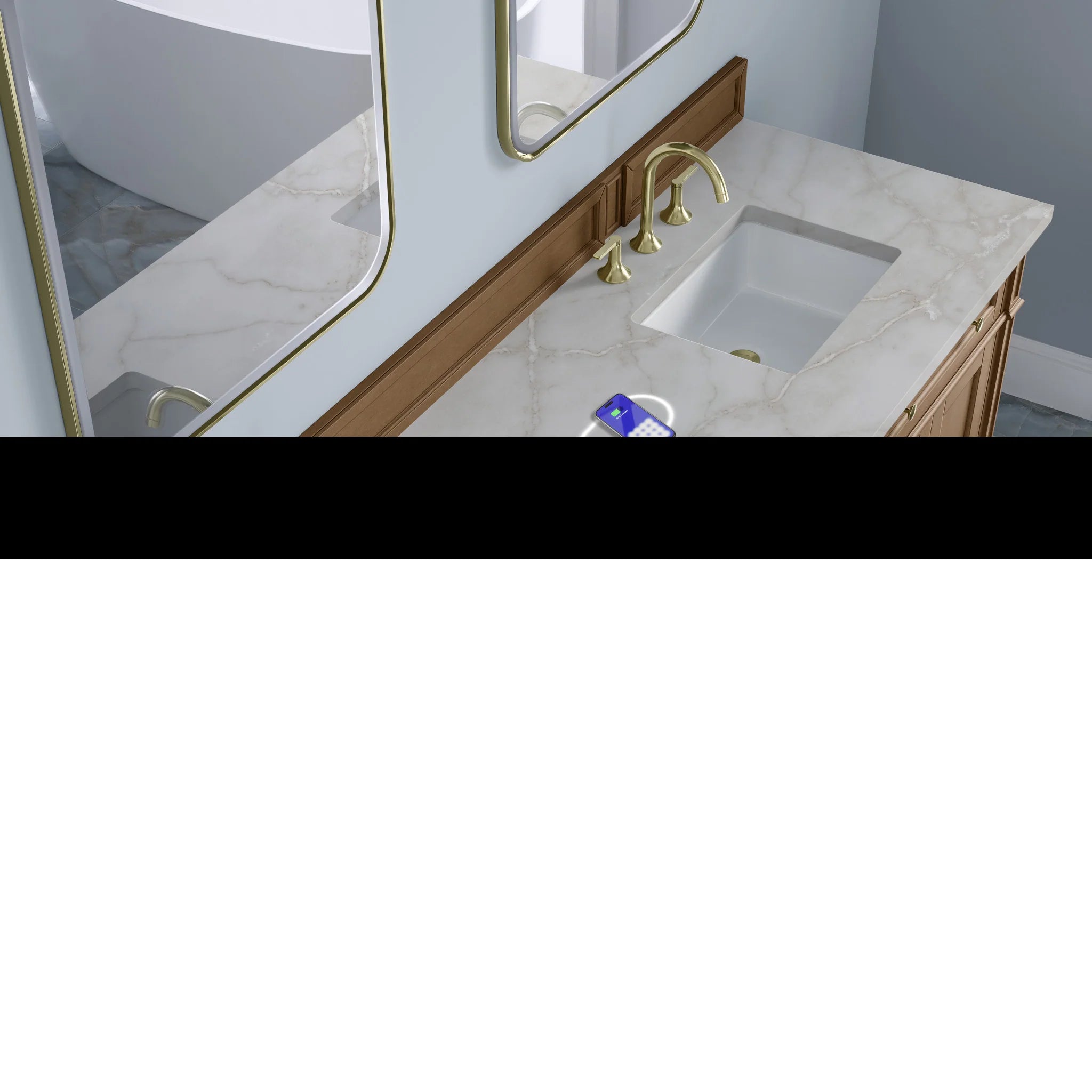 72" Brittany Double Vanity in Pecan w/FreePower Wireless Charger by James Martin Vanities-Victorian Silver Silestone 6